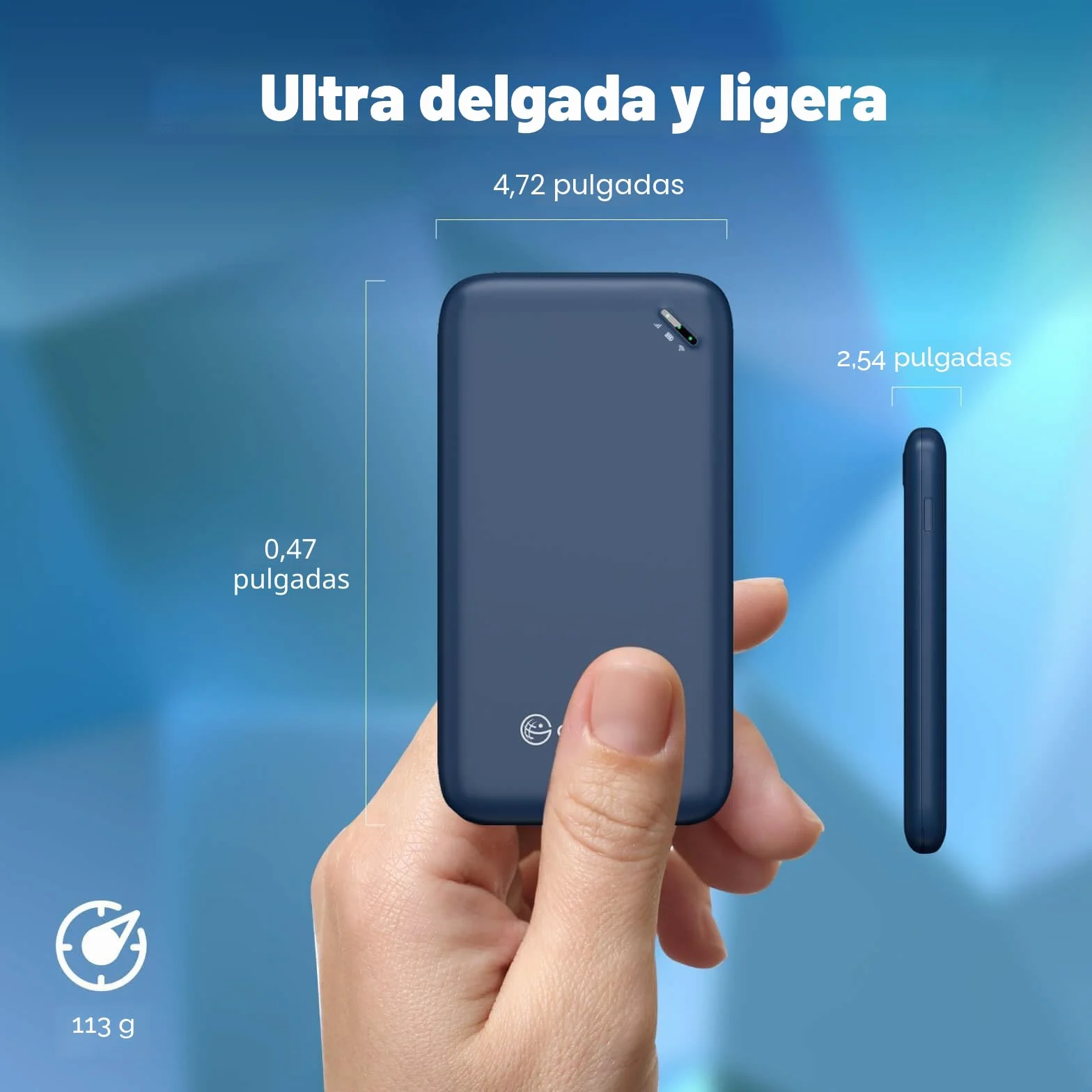 GlocalMe UPP WiFi portátil 4G LTE, Router WiFi portatil de Bolsillo con 1GB de Datos globales, No SIM, Disponible en más de 200 países, Solo 112g, 13h de Uso con Internet portátil (Azul)