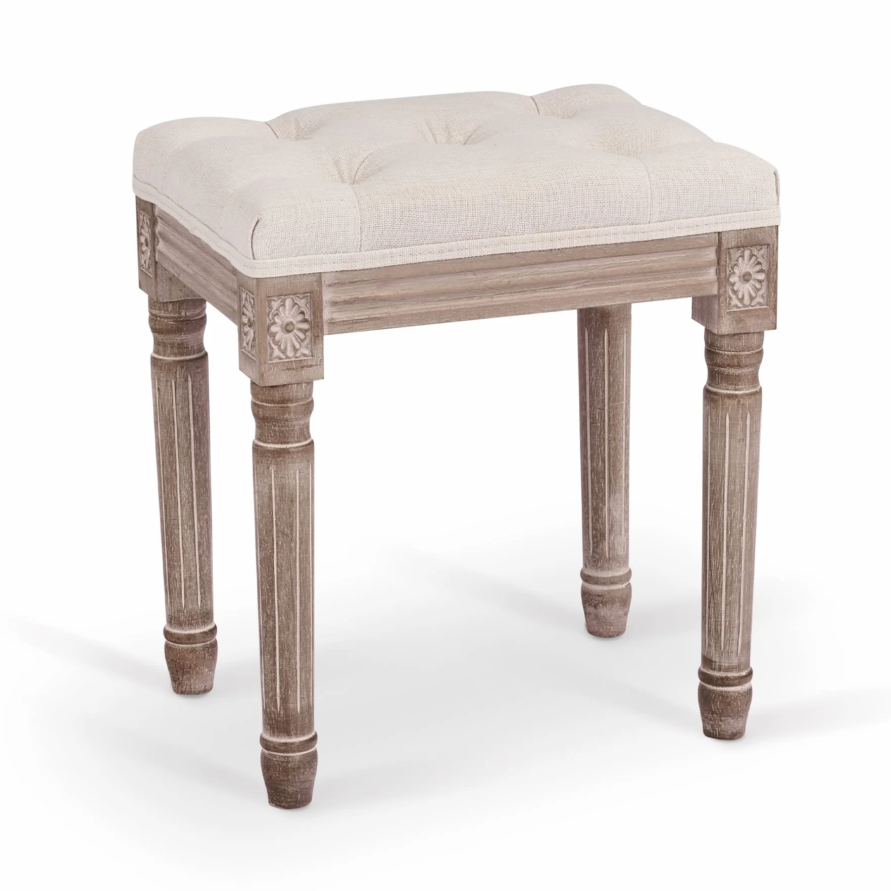 VONLUCE Banco de Pie de Cama 30x40x47 cm Taburete Vintage con Asiento Acolchado y Patas de Madera