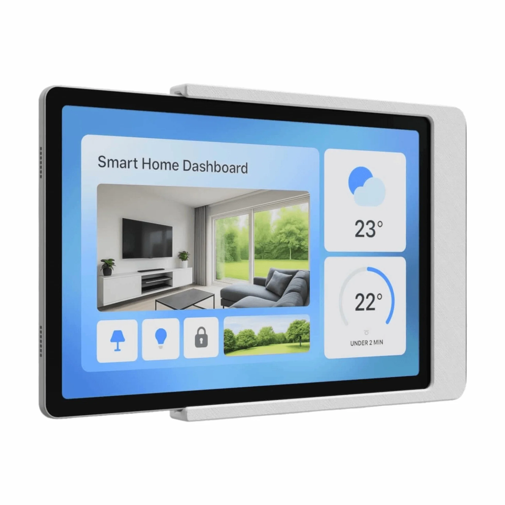 Soporte Tablet Pared para Lenovo Tab M11 (11 Pulgadas, TB330) - Soporte Extraíble Ultra Plano y A Medida para Smart Home Dashboard - Gestión de Cables - Blanco