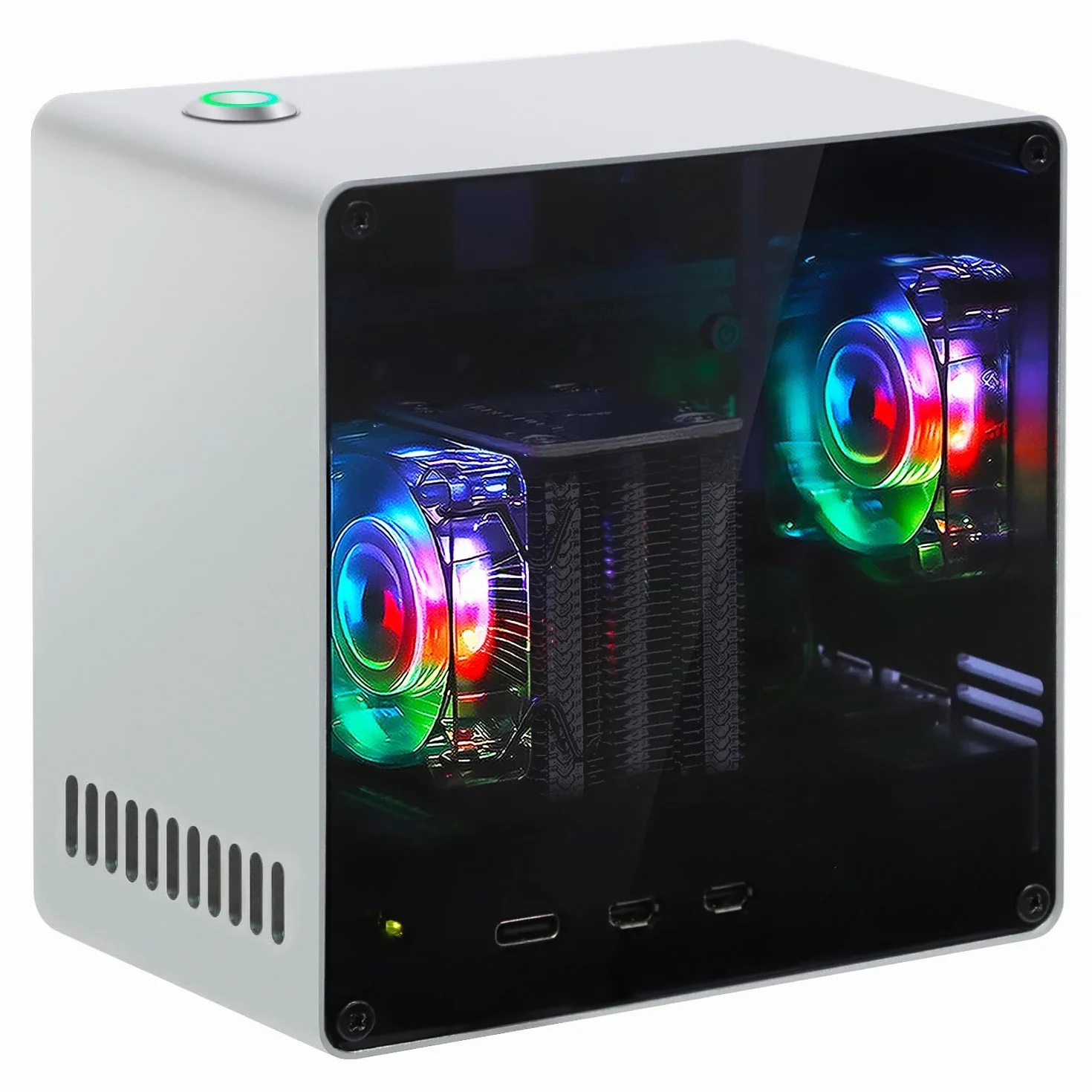 Freenove Case for Raspberry Pi 5 (Not Included), M.2 NVMe SSD Slot, PWM ARGB Fans Light Sync, CPU Tower Cooler, Power Button with Indicator Light, Setup Software