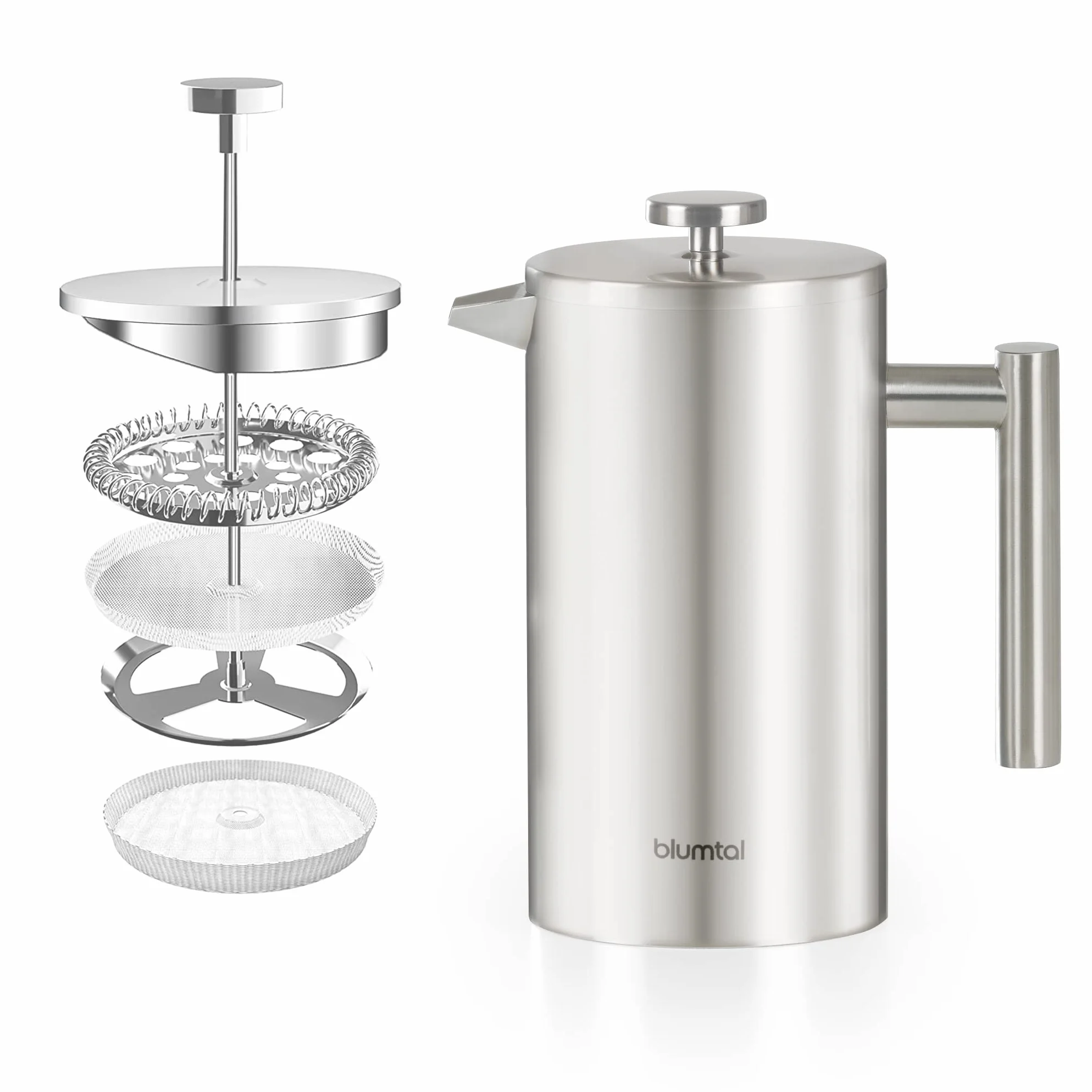 Blumtal Prensa Francesa de Acero Inoxidable 600 ml Cafetera Termo Doble Pared Aislada