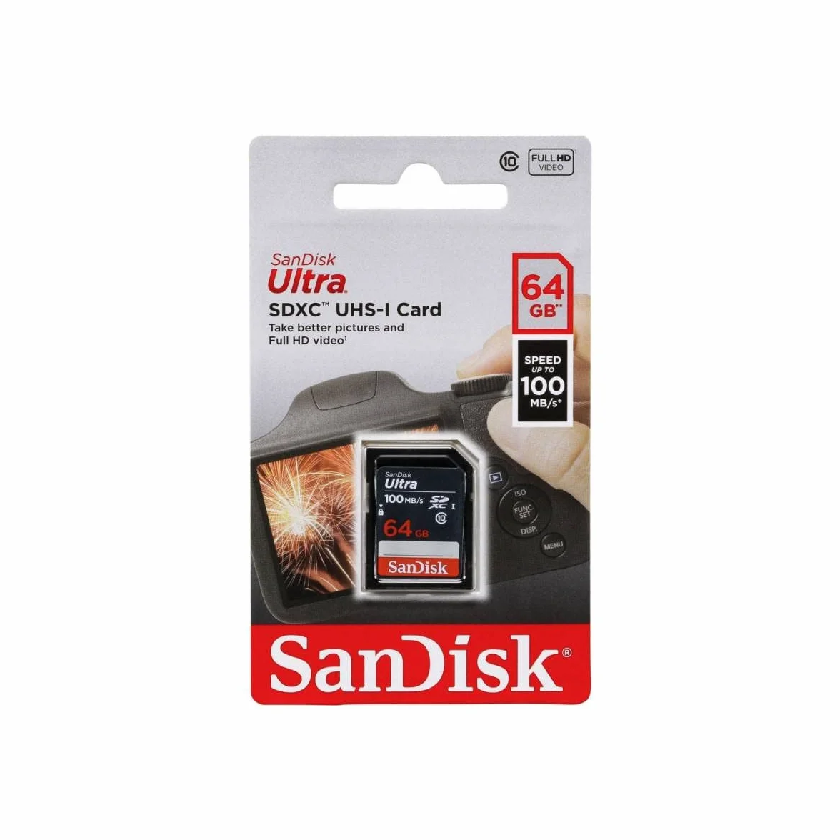 SanDisk Ultra 64GB SDXC Memory Card, up to 100MB/s, Class 10, Black/Grey | Tarjeta SDXC de 64 GB con velocidad de lectura de 100 MB/s y UHS-I para fotografía, video y almacenamiento de datos