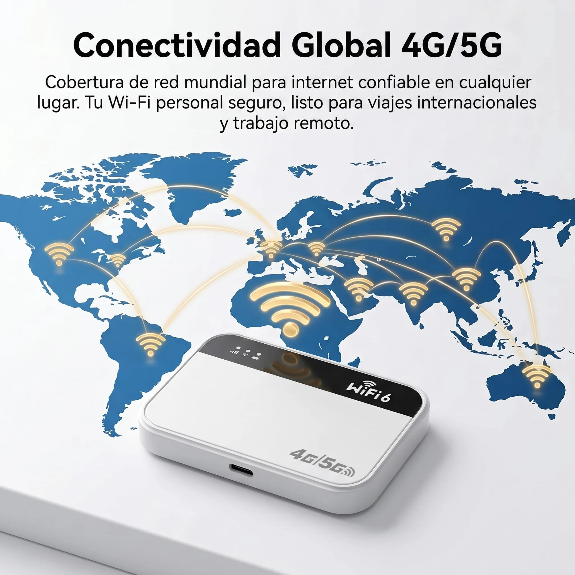Router WiFi 5G Portátil Ultraligero 3000mAh 14h Autonomía 32 Dispositivos WPA2 Compatible Operadores M2
