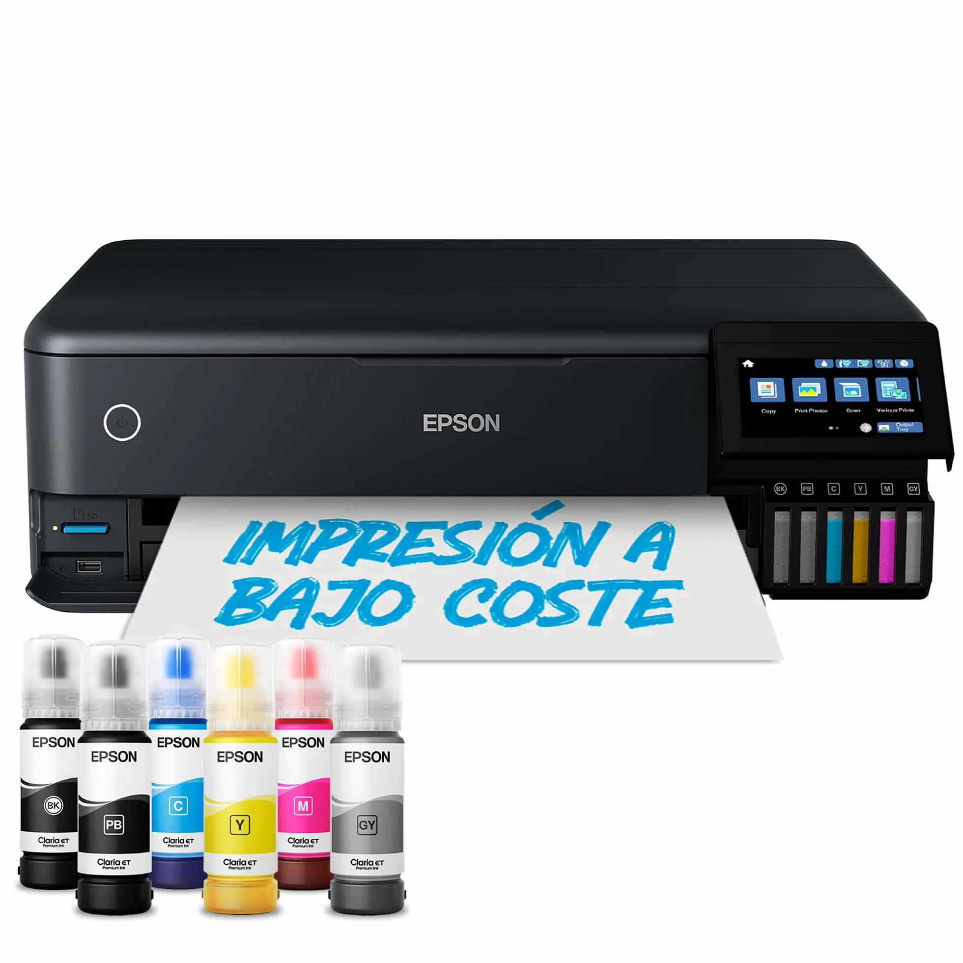 Epson EcoTank ET-8550 Impresora de Depósito de Tinta | Impresión Fotográfica | Tintas 6 Colores | Wi-Fi | A3+ | Imprimir, Copiar, Escanear | Pantalla Táctil10,9 cm | Alimentación Trasera