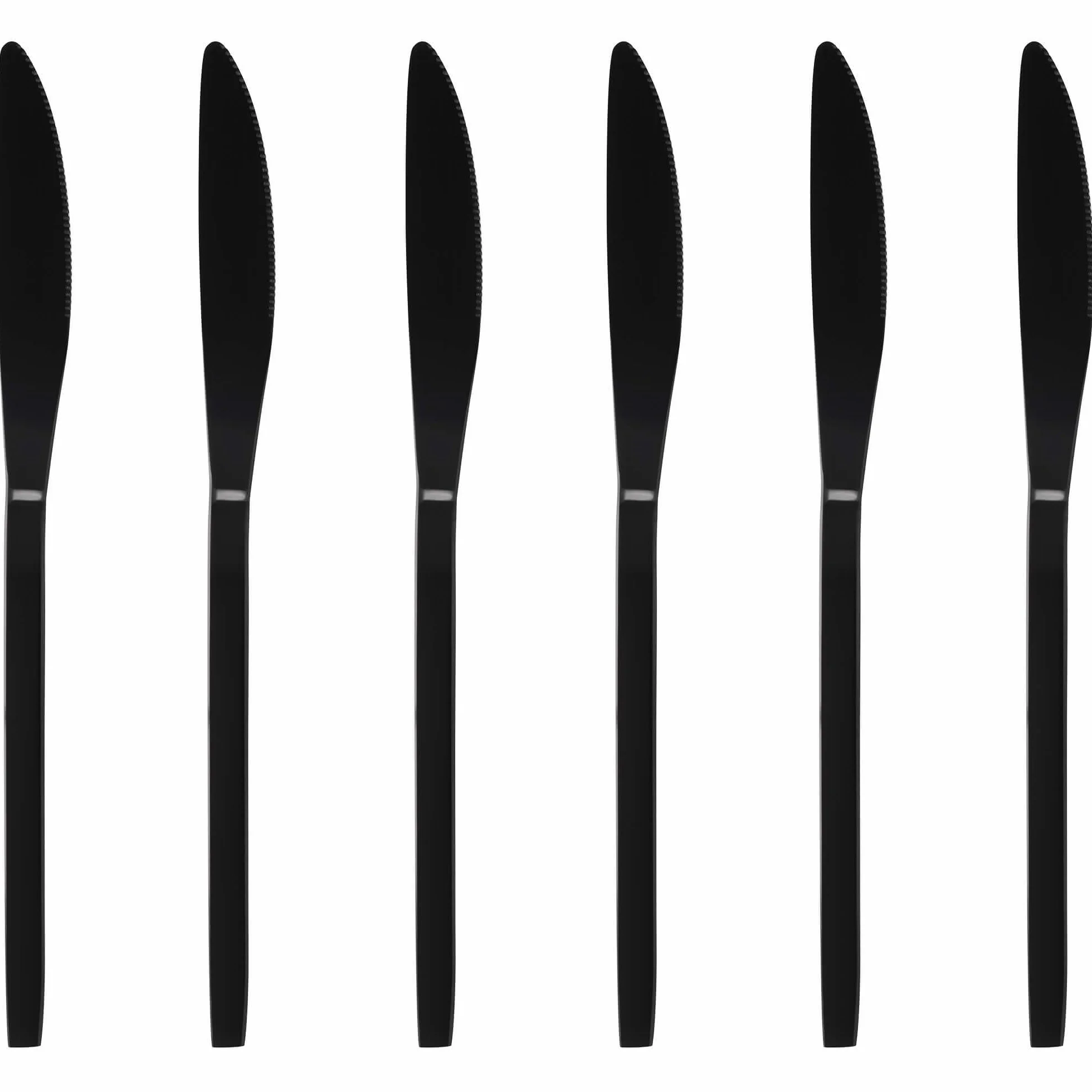 GRÄWE Juego de 6 cuchillos de postre, color negro, aptos para lavavajillas, cubiertos de postre, pequeños cuchillos de mesa, cubiertos de titanio, cuchillos de postre, serie Lisboa