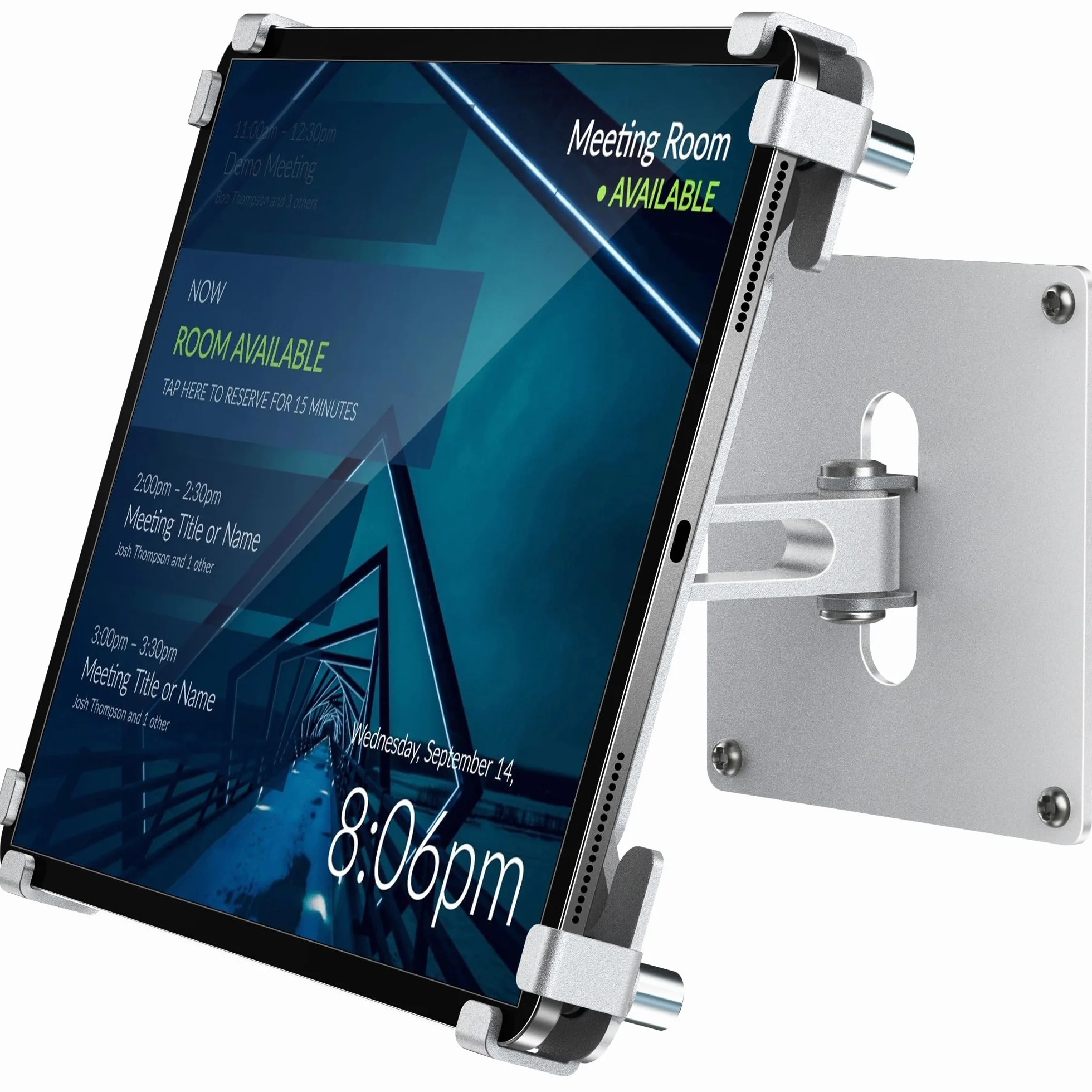 AboveTEK Soporte de Pared para Tablet, Soporte para iPad con función antirrobo (9,7" - 13"), rotación e inclinación de 360°, Soporte VESA para expositores comerciales de Punto de Venta-Plateado