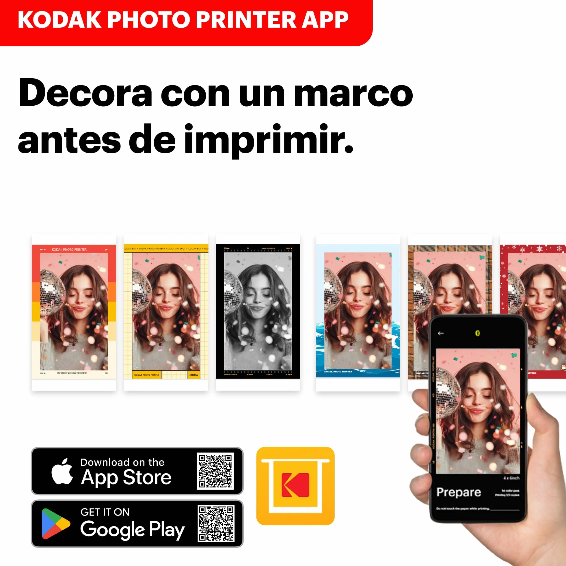 KODAK Dock Plus Impresora Fotográfica 10 x 15 cm, 50 Hojas, Impresora para Smartphone con Base Dock & Bluetooth para iPhone & Android, Impresión en Color Instantánea, Sublimación 4PASS