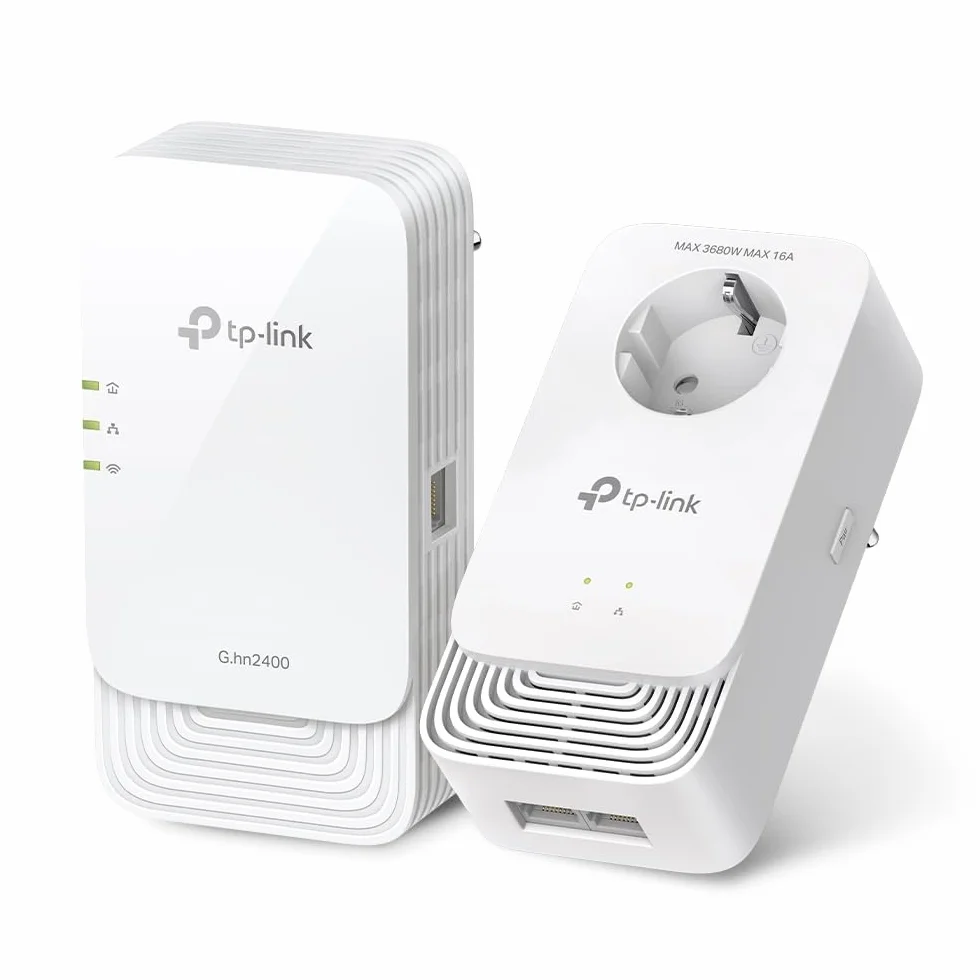TP-Link -PGW2440 Kit G.hn2400 Powerline PLC AX1800 Wi-Fi 6 Kit,Compatible con EasyMesh, 3 Puertos Gigabit Ethernet