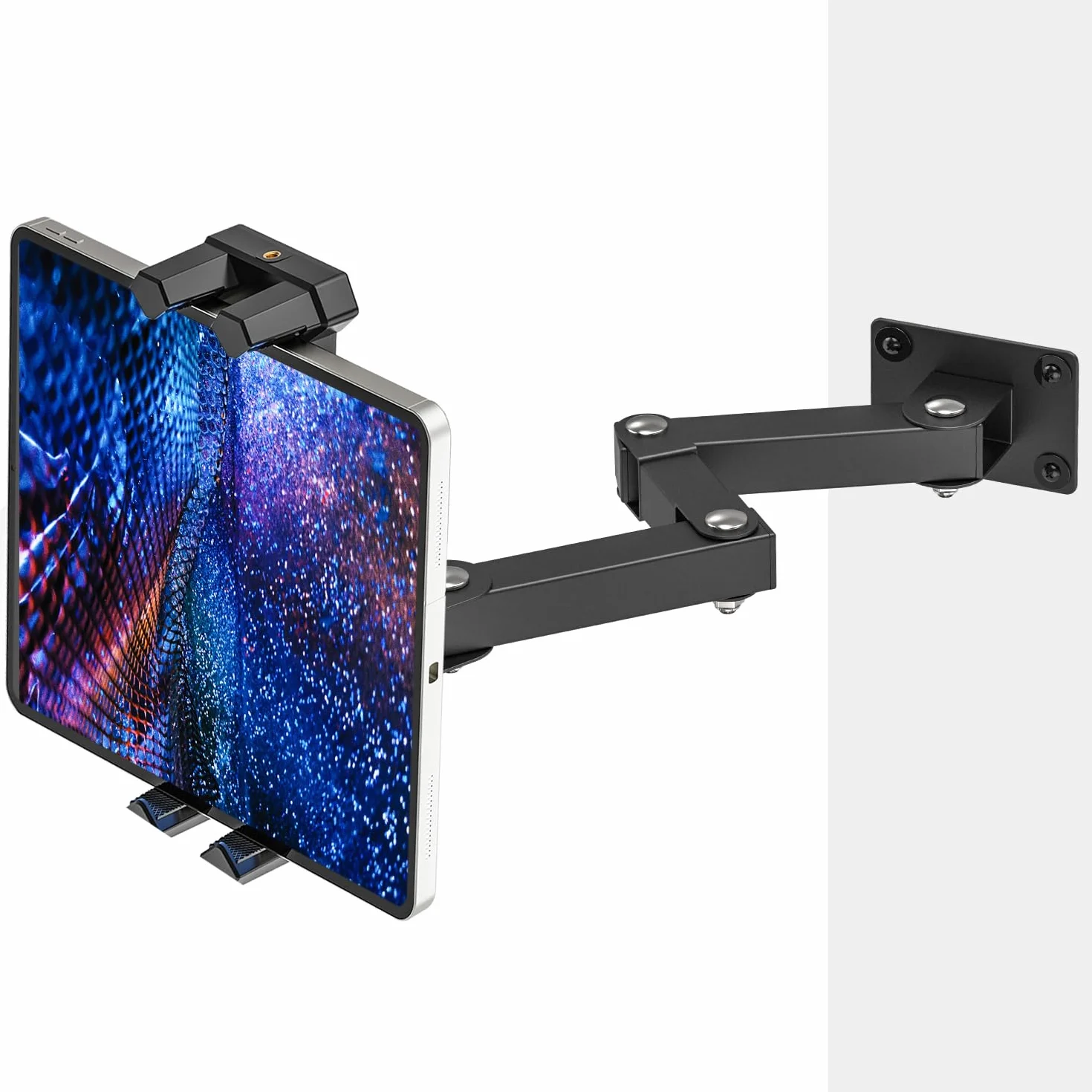 Soporte Tablet Pared, Soporte iPad Pared con Brazo Metálico Regulable 16-39.5cm, Soportes iPad para 4,7 a 13.5 Pulgadas.