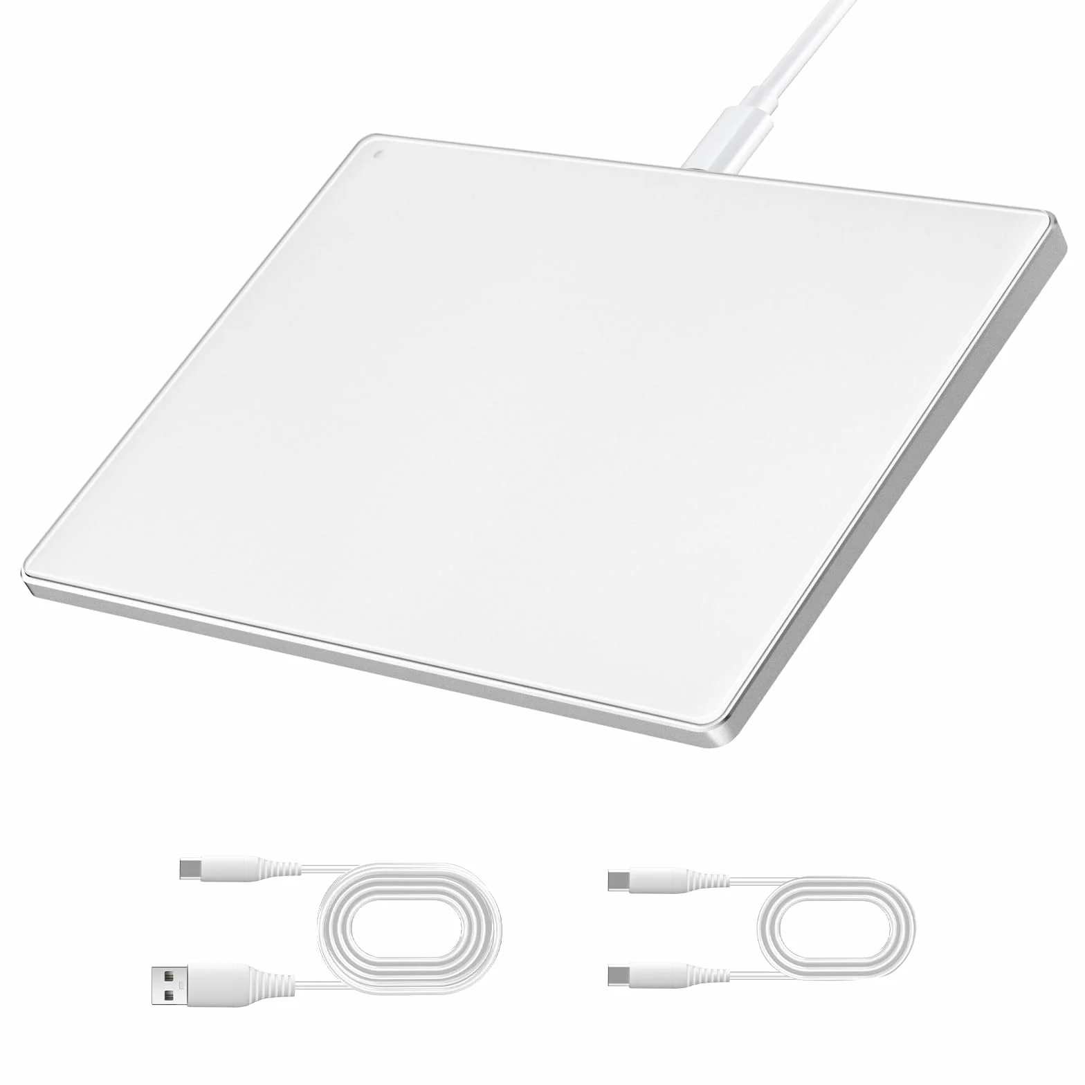 seenda Touchpad para Mac y Windows, Touchpad de Alta Precisión con Superficie de Vidrio y Base de Metal, Touchpad con Modo Doble con Cable para MacBook/PC/Portátil (Blanco)