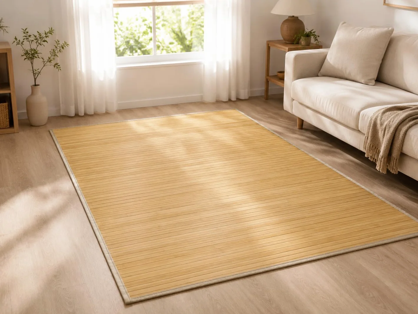 HERSIG Alfombra Bambú Antideslizante Tatami 120 x 180 cm
