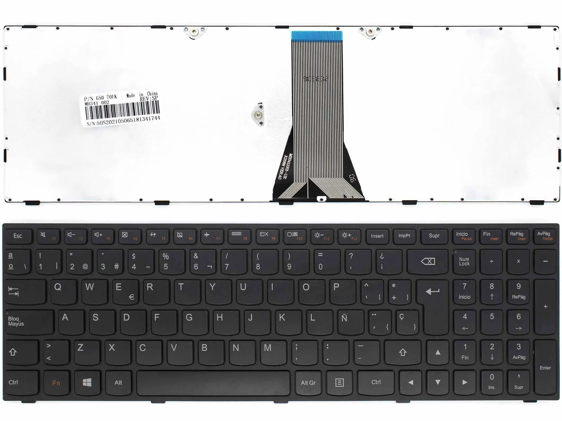 PORTATIL MOVIL - Teclado de repuesto compatible con LENOVO IDEAPAD G50-70 Z50-70 G50-30 Z50 B50-70 G500S G50-80 Teclas Recambio Keyboard Replacement Piezas Renovar Interior Laptop PC Computadora Fácil