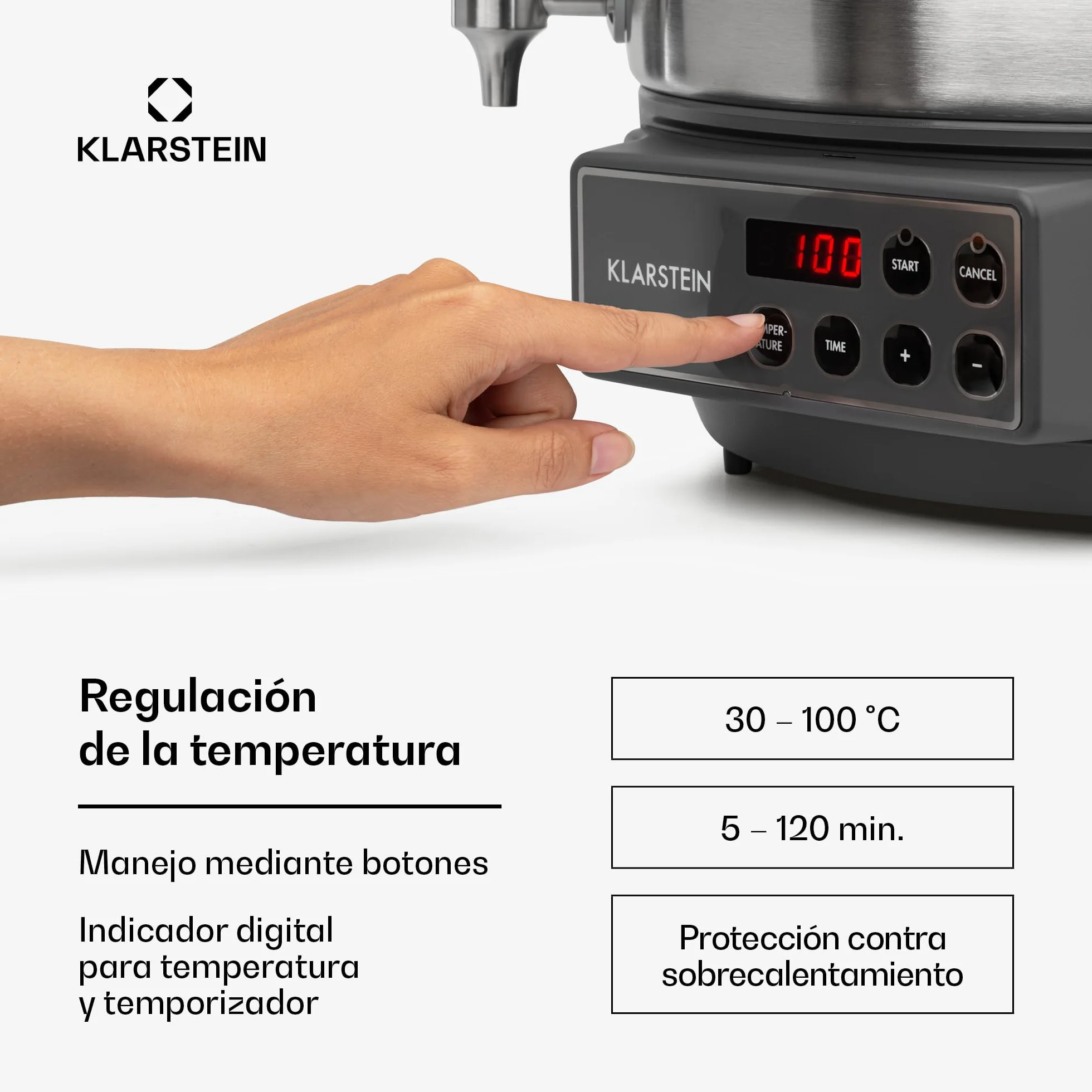 Klarstein Lady Marmalade olla para hacer mermeladas 27 litros 1800 W 30-100 °C acero inoxidable
