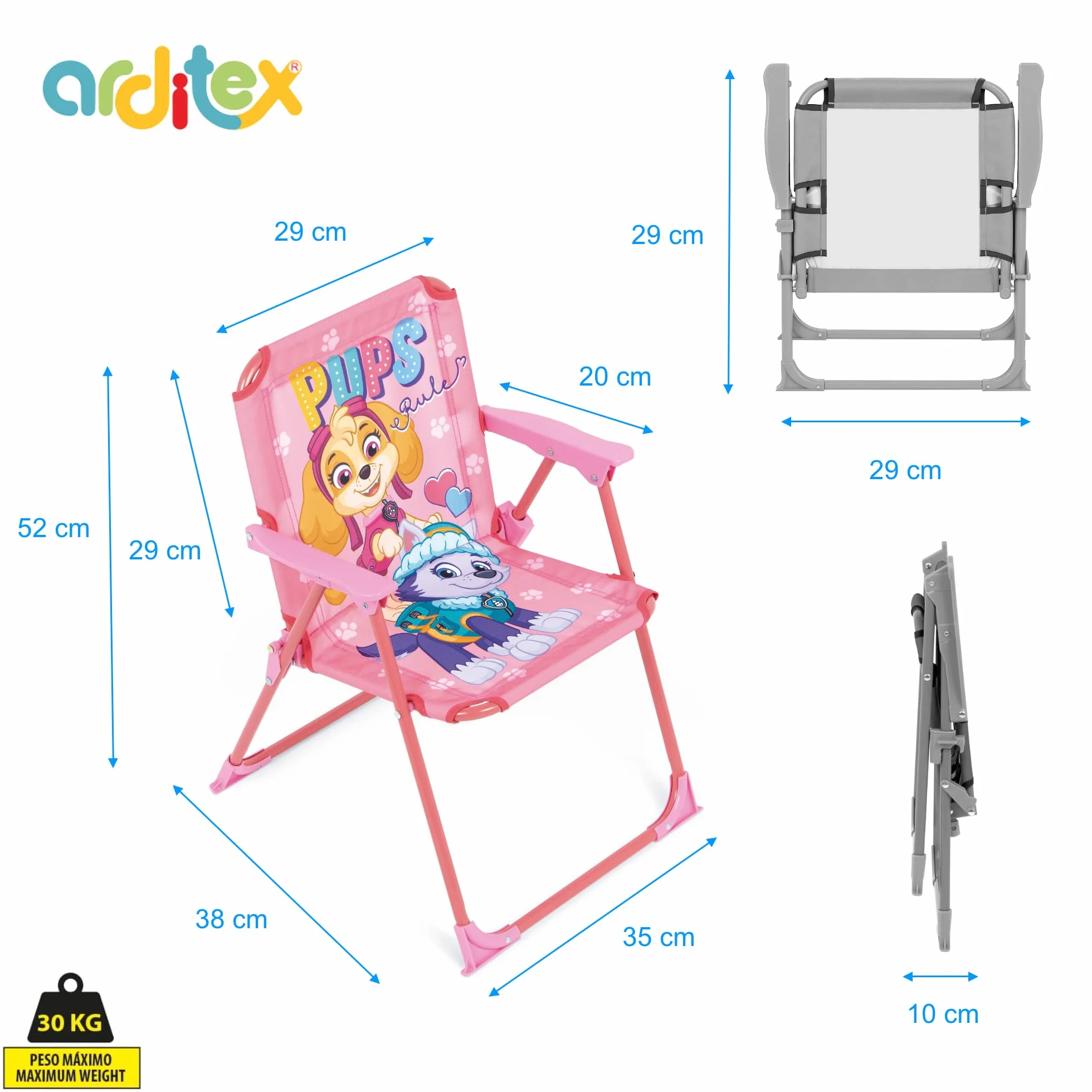 ARDITEX Silla Plegable Brazos Skye Everest Patrulla Canina 38x32x53cm