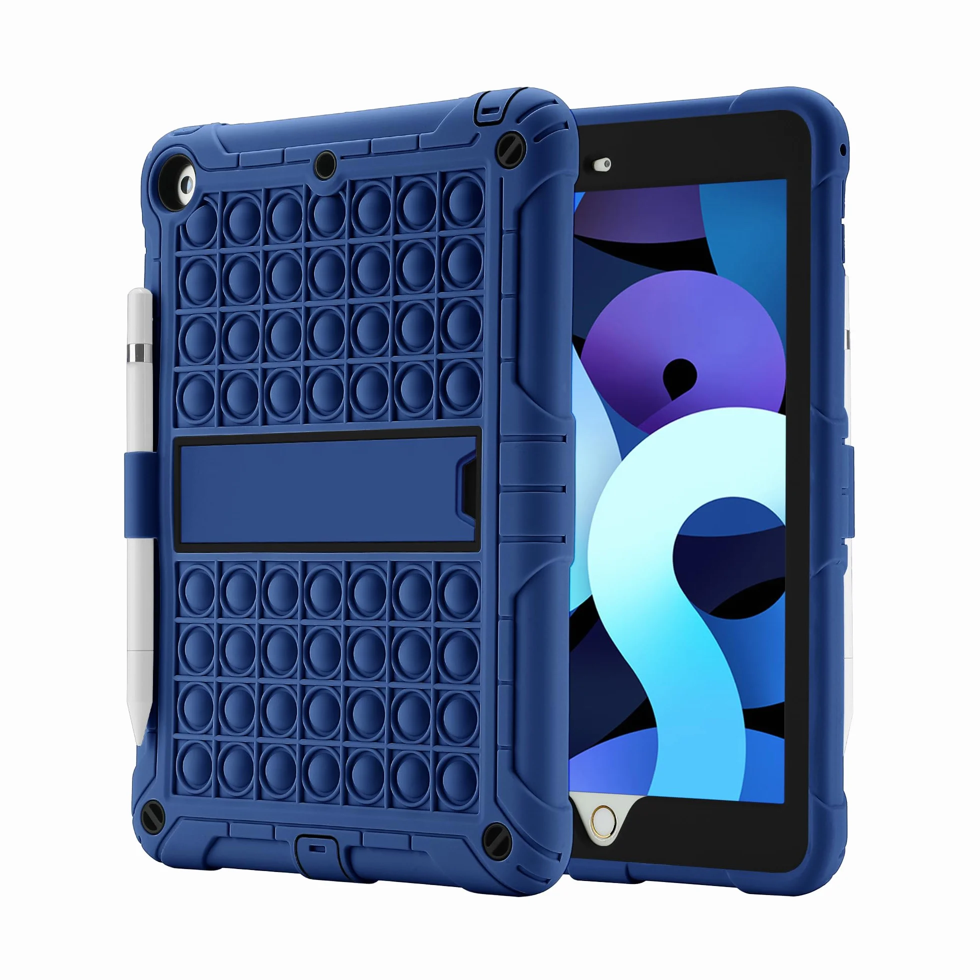 XZC Fidget Sensory Toy Case para iPad 9.7 Pulgadas 5ª/6ª generación 2018/2017/Air 1/Air 2/iPad Pro Push Pop Bubble Case con Soporte para lápiz Kickstand Correa para el Hombro (Azul)