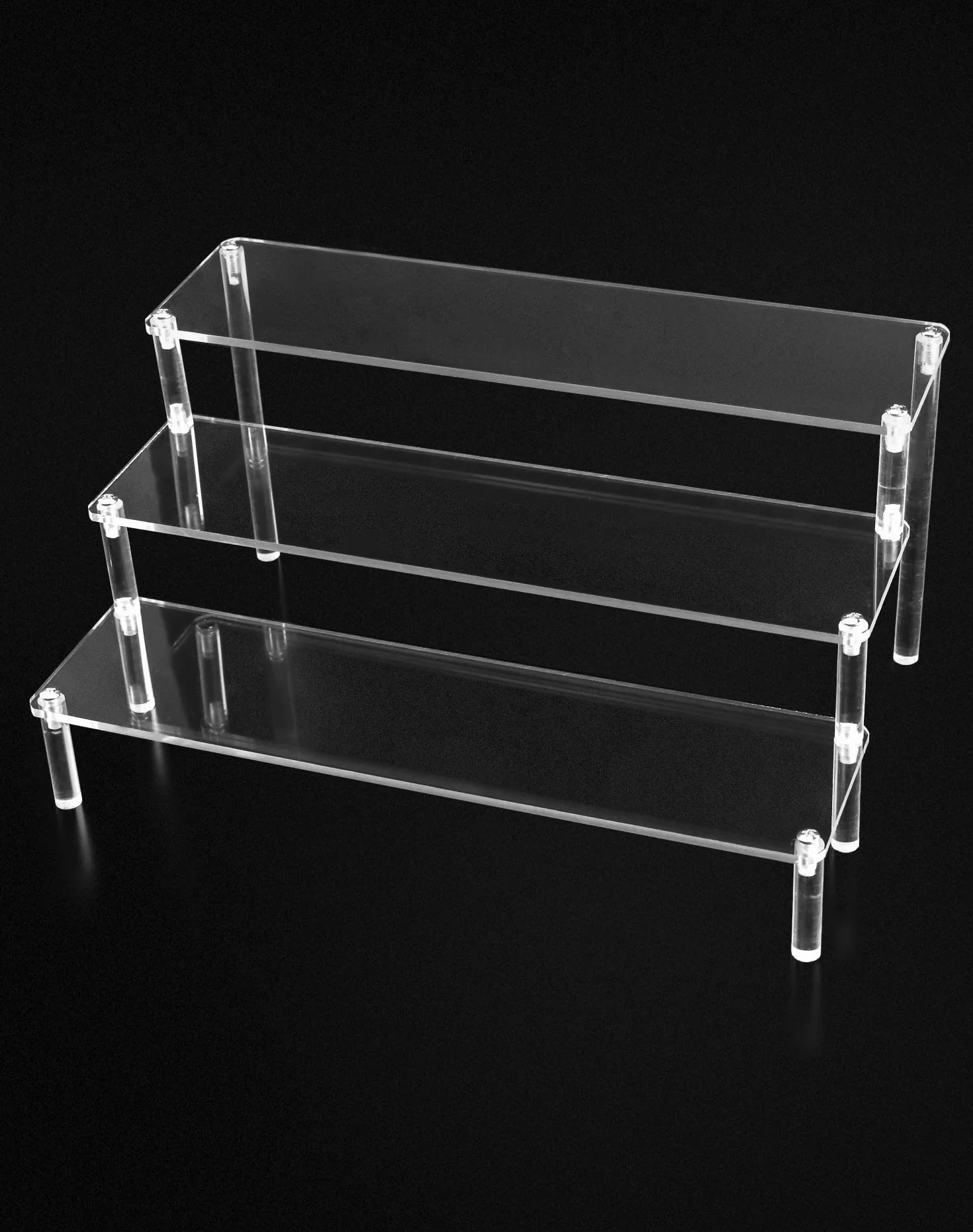 QWORK 3 Niveles Soporte Exhibición Acrílico 30x21x15cm Vitrina Transparente