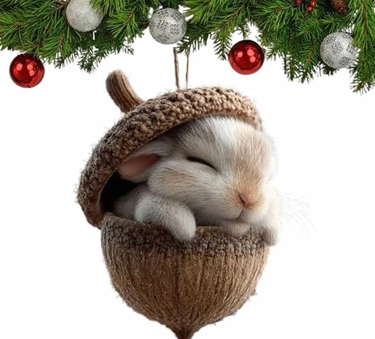 Adornos de bellota forma animales bosque acrílico 3D plano decoración árbol Navidad 2026