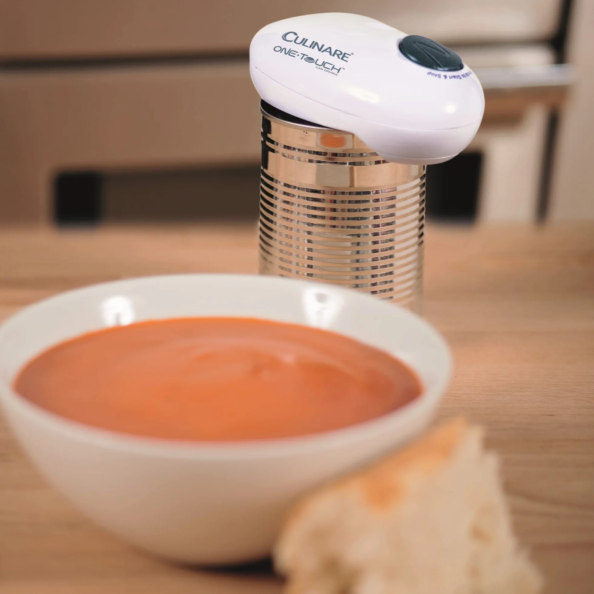 Culinare One Touch Abrelatas Eléctrico, Plástico/Acero Inoxidable, Apertura Automática, Funciona con Pilas, Magnético