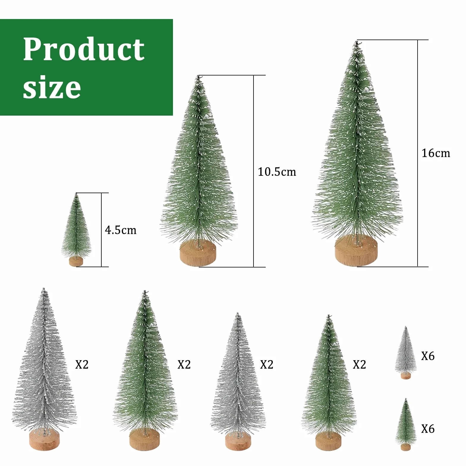 Mini Árbol de Navidad Abeto Decoración Navideña 20 Piezas para Ventana Tienda DIY