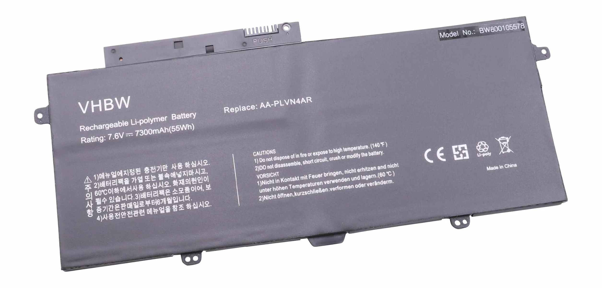 vhbw Batería reemplaza AA-PLVN4AR para Notebook (7300 mAh, 7,6 V, Li-Poli)