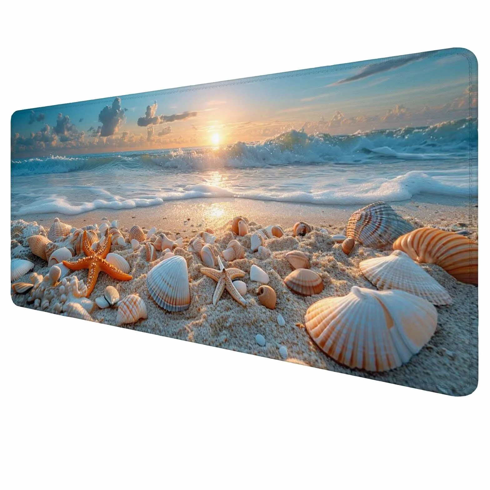 Alfombrilla Ratón Playa Alfombrilla Ratón Gaming XXL 1200x600x3mm Accesorios Escritorio,Antideslizante Mousepad Concha Tapete Escritorio Infantil,para Alfombrilla Pc Teclado Ratón J660
