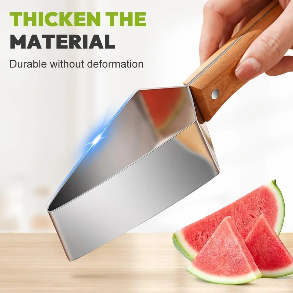 Cortador Triangular Sandía,Cortador Sandía Acero Inoxidable, Herramienta para Cortar Sandía con Mango Madera para Sandías, Melones, Melón Verde y Más (1 PCS)