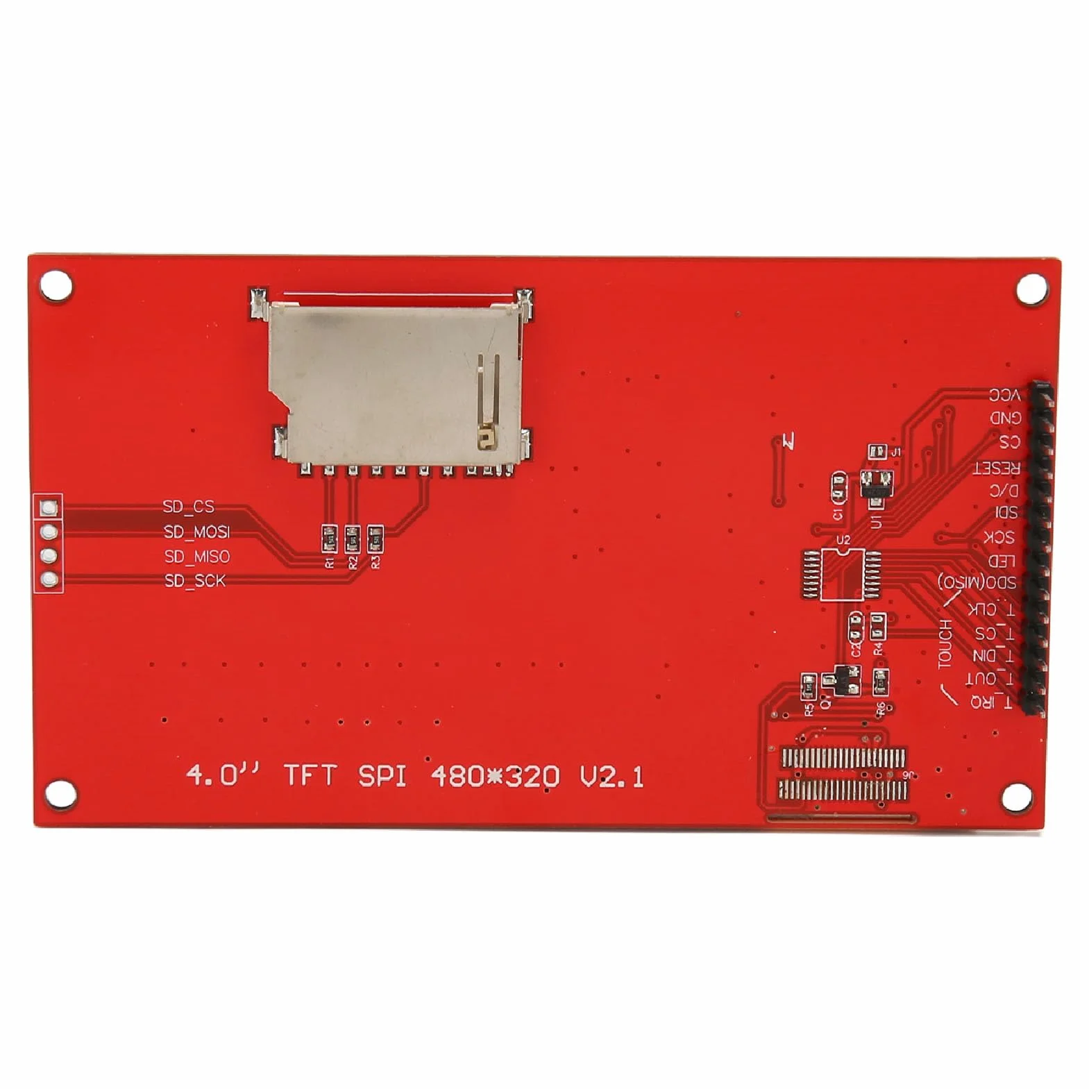 Denash Módulo de Pantalla LCD SPI TFT de 4 Pulgadas, Resolución HD 480x320 Controlador ILI9488 Interfaz Periférica Serie de 14 Pines, con Ranura para Tarjeta de Memoria y Programas de