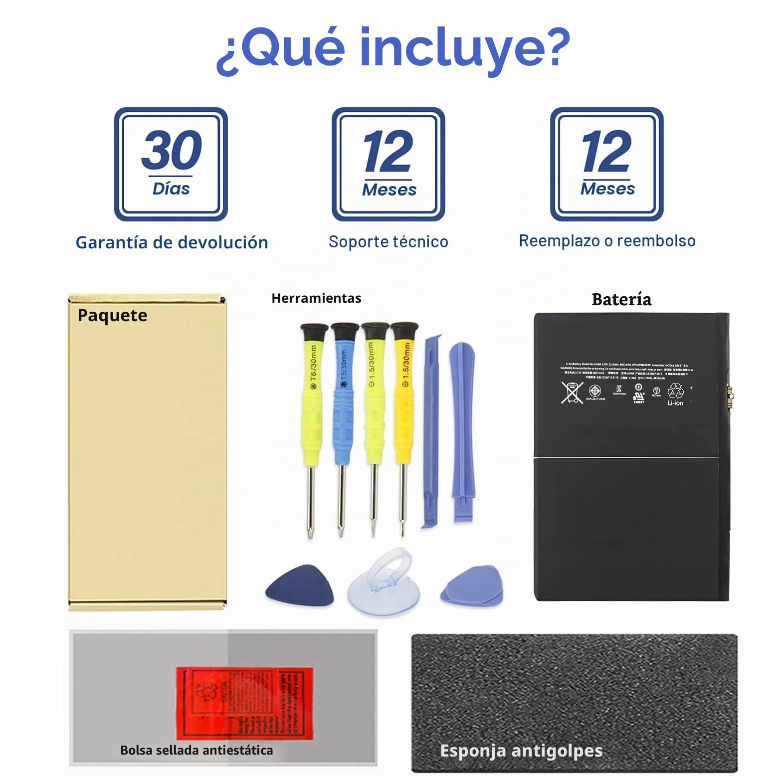 A1484 - Batería de Repuesto Compatible con iPad 2017, A1822, A1823, | iPad 2018, A1893, A1954, iPad Air A1474, A1475, A1476, MD785LL/A MD786LL/A MD787LL/A A MD785 ANTIEE 8827mAh 32.9Wh