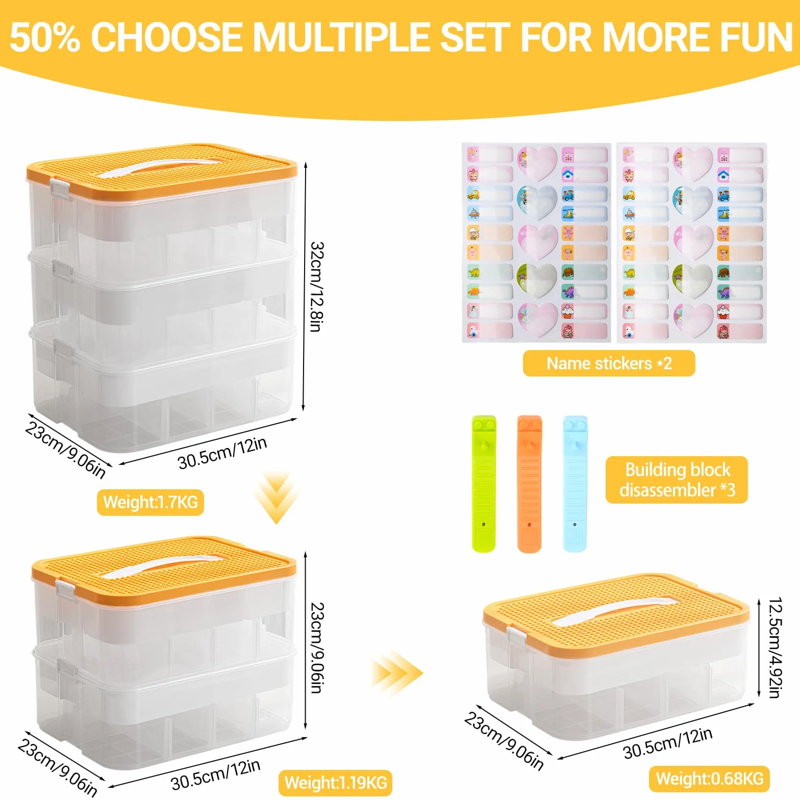 Cajas Almacenaje Lego Organizador Juguetes Apilables Transparente Cubos Compartimentos Grande