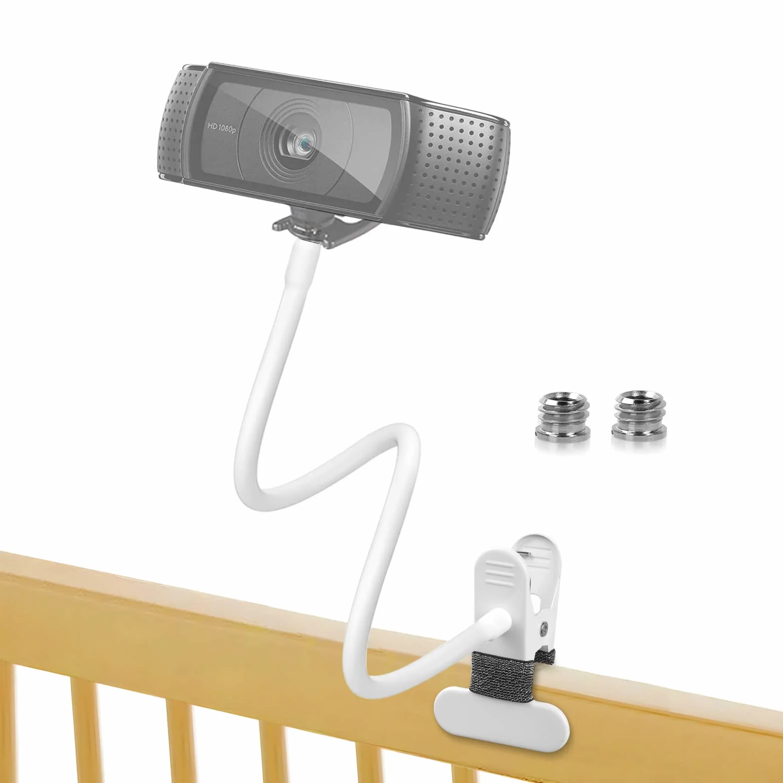 Hossom Soporte Flexible para Cámara y Webcam con Conexión Roscada 1/4", 2 Adaptadores 3/8" - para Logitech C925e C922x C922 C930e C930 C920 C615, GoPro Hero10/9/8/7/6/5, Hero MAX (Blanco, 40cm)