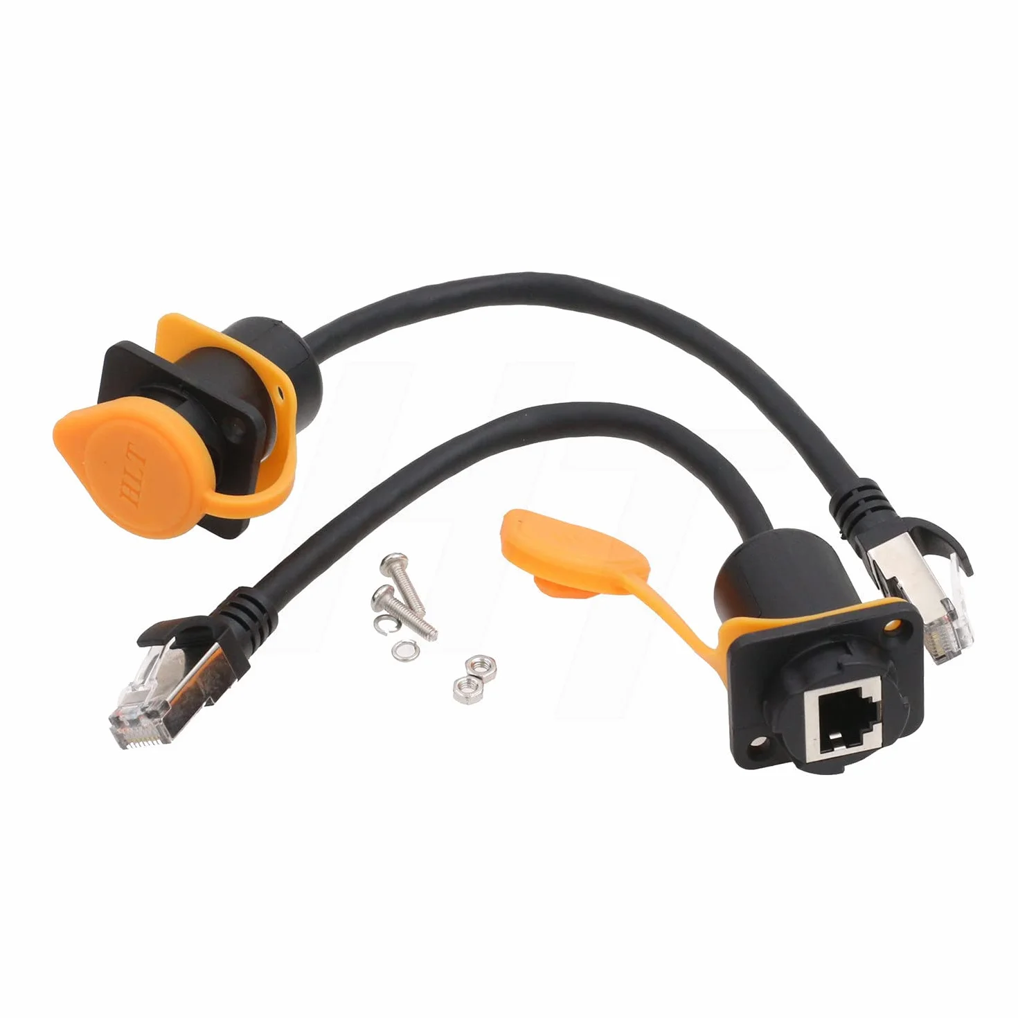 2 cables de extensión de red LAN Ethernet RJ45 para montaje en panel hembra impermeable a RJ45 macho 8p8c 15 cm