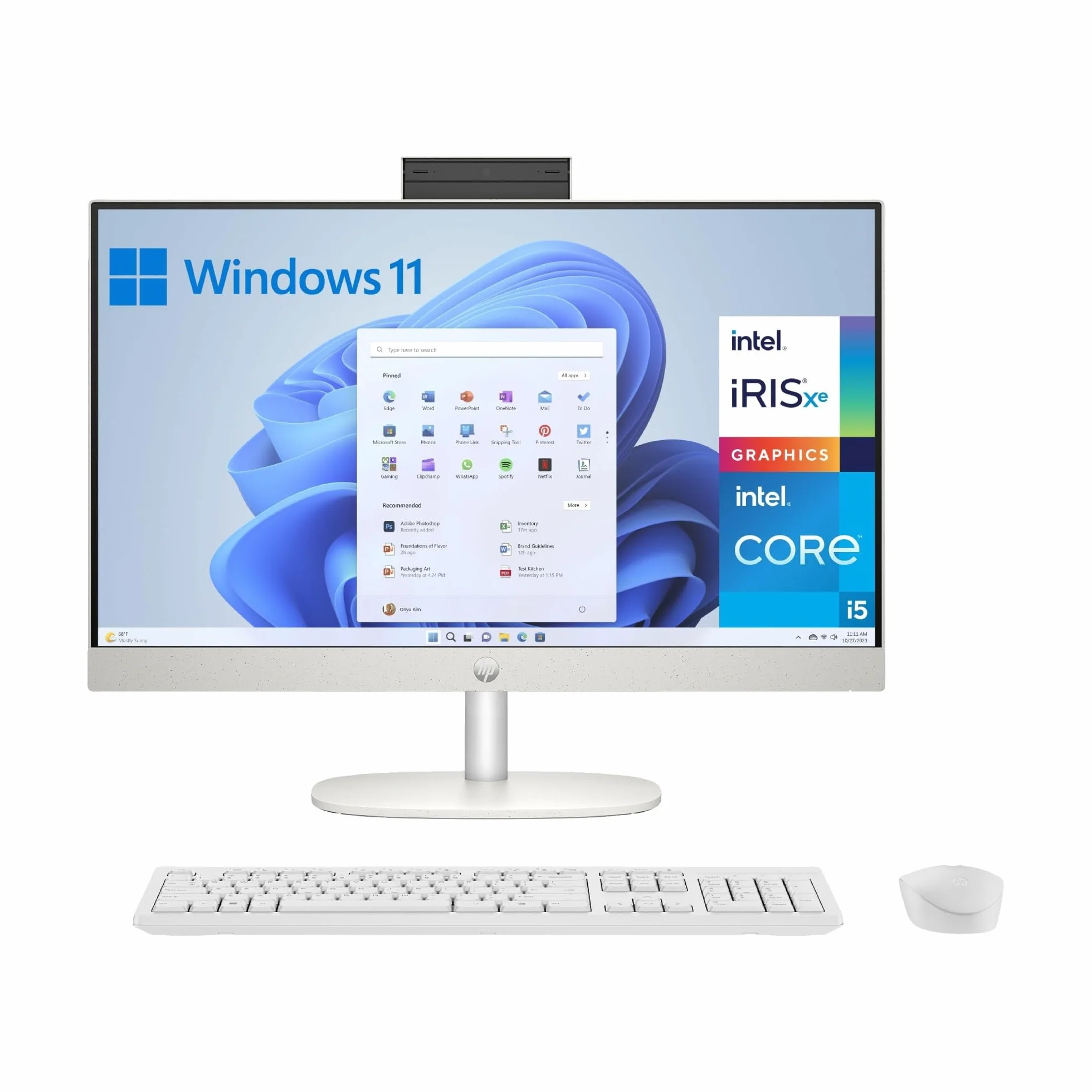 HP All-in-One 27-cr0073ns - Ordenador de sobremesa 27" Full HD con cámara, Teclado y ratón inalámbricos (Intel Core i5-1334U, 16GB RAM, 1TB SSD, Intel UHD Graphics, Windows) Blanco