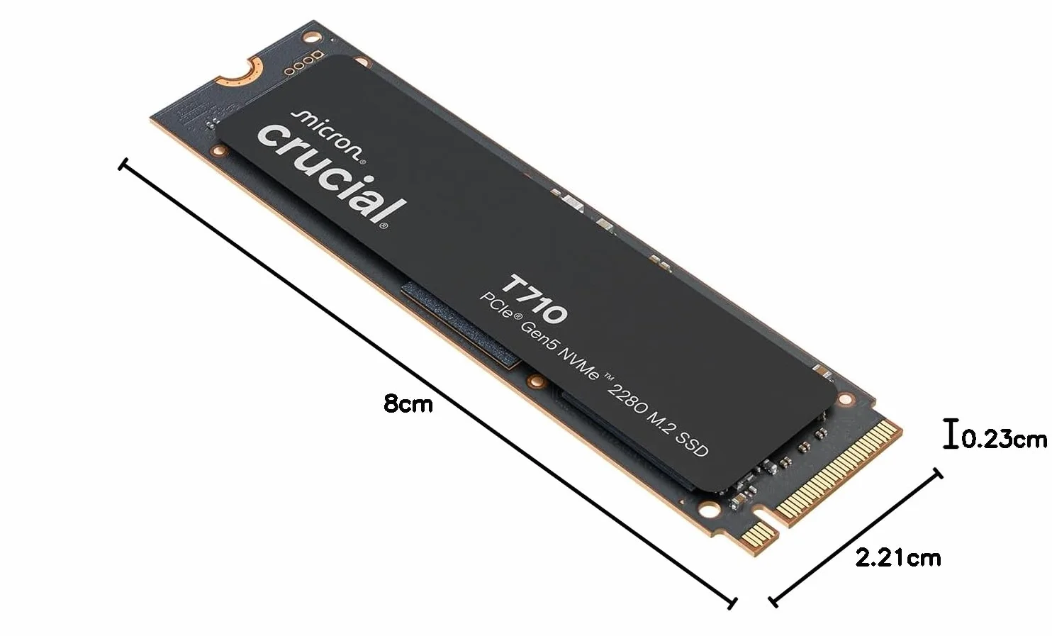 Crucial T710 SSD 1TB PCIe 5.0 x4 Gen5 NVMe M.2, Velocidades de Lectura hasta 14900 MB/s, Escritura 13700 MB/s, Ordenador Portátil y de Sobremesa, TLC NAND - CT1000T710SSD8-01