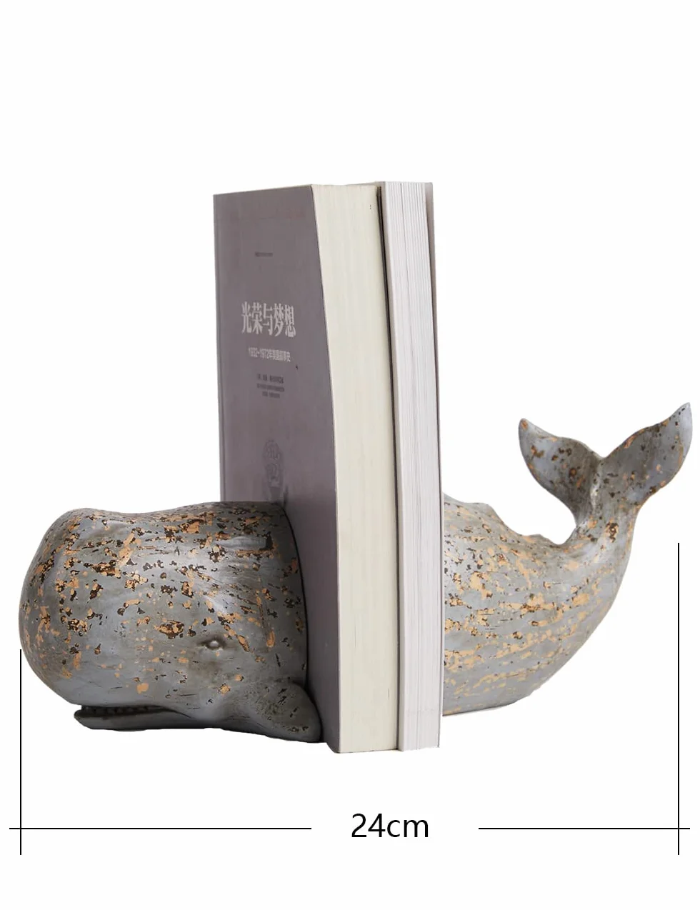HAUCOZE Soporte de Libros Ballena Escultura Marina Decoración Moderna 24cm