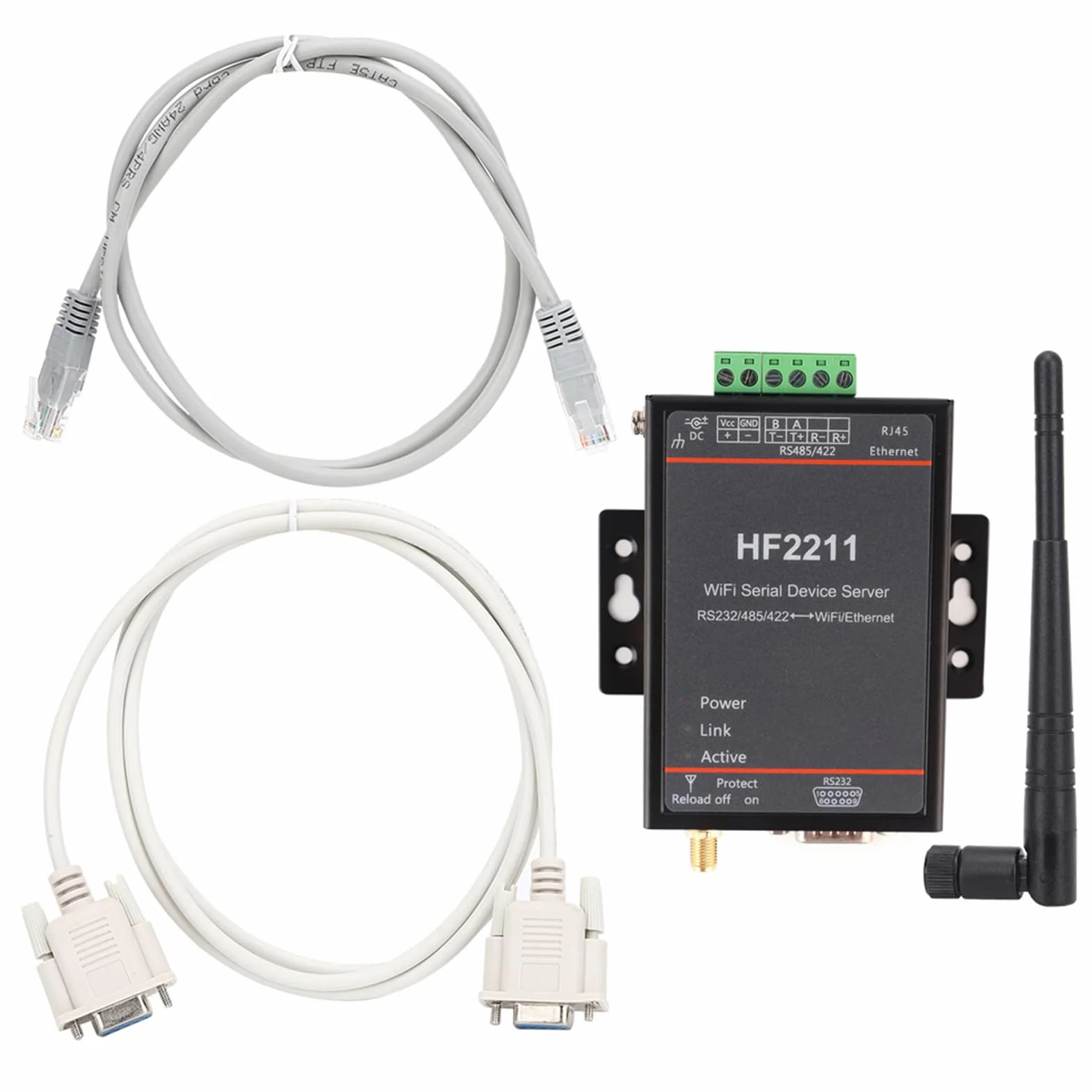 Servidor Serie HF2211 RS232/485/422 a WiFi y Ethernet Comunicación de Red DTU 5-36VDC