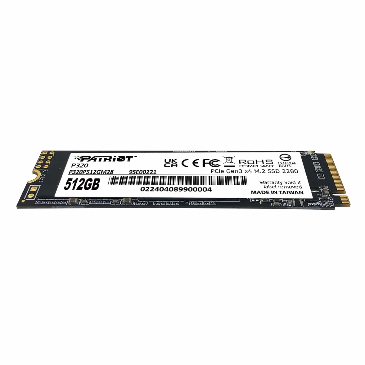 Patriot P320 512GB SSD Interno - NVMe PCIe Gen 3x4 - M.2 2280 - Unidad de Estado Sólido - P320P480GM28