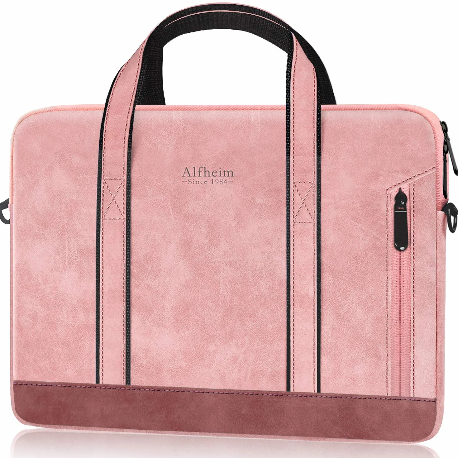 Alfheim 15-15,6 pulgadas Paquete de Maletín de Cuero, Resistente al Agua para Computadora Portátil con Cinturón de Hombro para Viajes/Negocios, Compatible con 16'' MacBook Pro M4 M3 M2 M1
