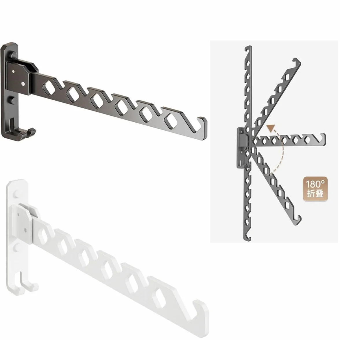 Percha Plegable de Aleación de Aluminio, Gancho de Pared para Ropa, Blanco