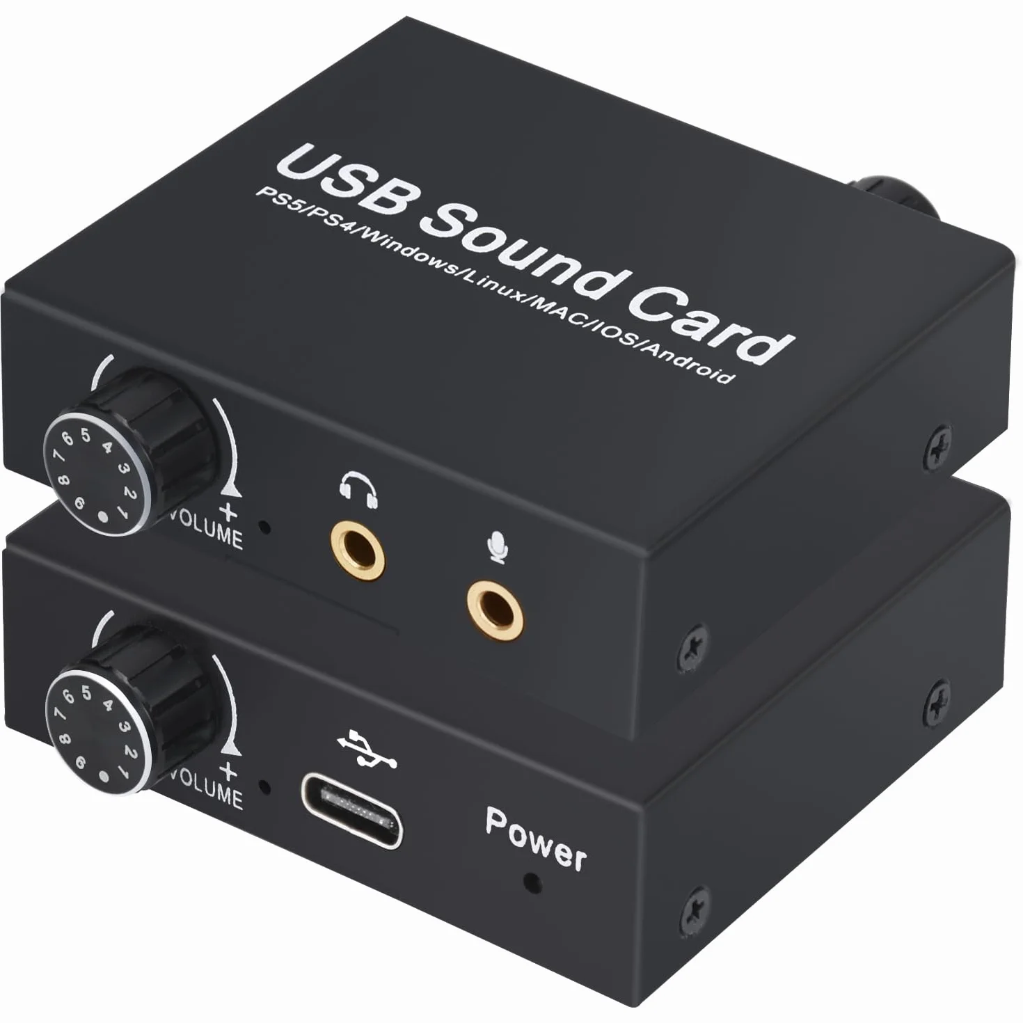Tarjeta Sonido USB Externa, Tendak Tarjeta de Sonido Estéreo con Adaptador de Audio USB con Auriculares de 3,5mm y Puerto de Micrófono, Control de Volumen, Ajuste de Graves para PS5 PC