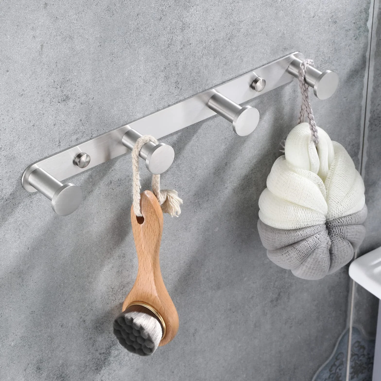 Ganchos Toalla Acero Inoxidable 304 Perchero Pared 4 Ganchos Baño Cocina
