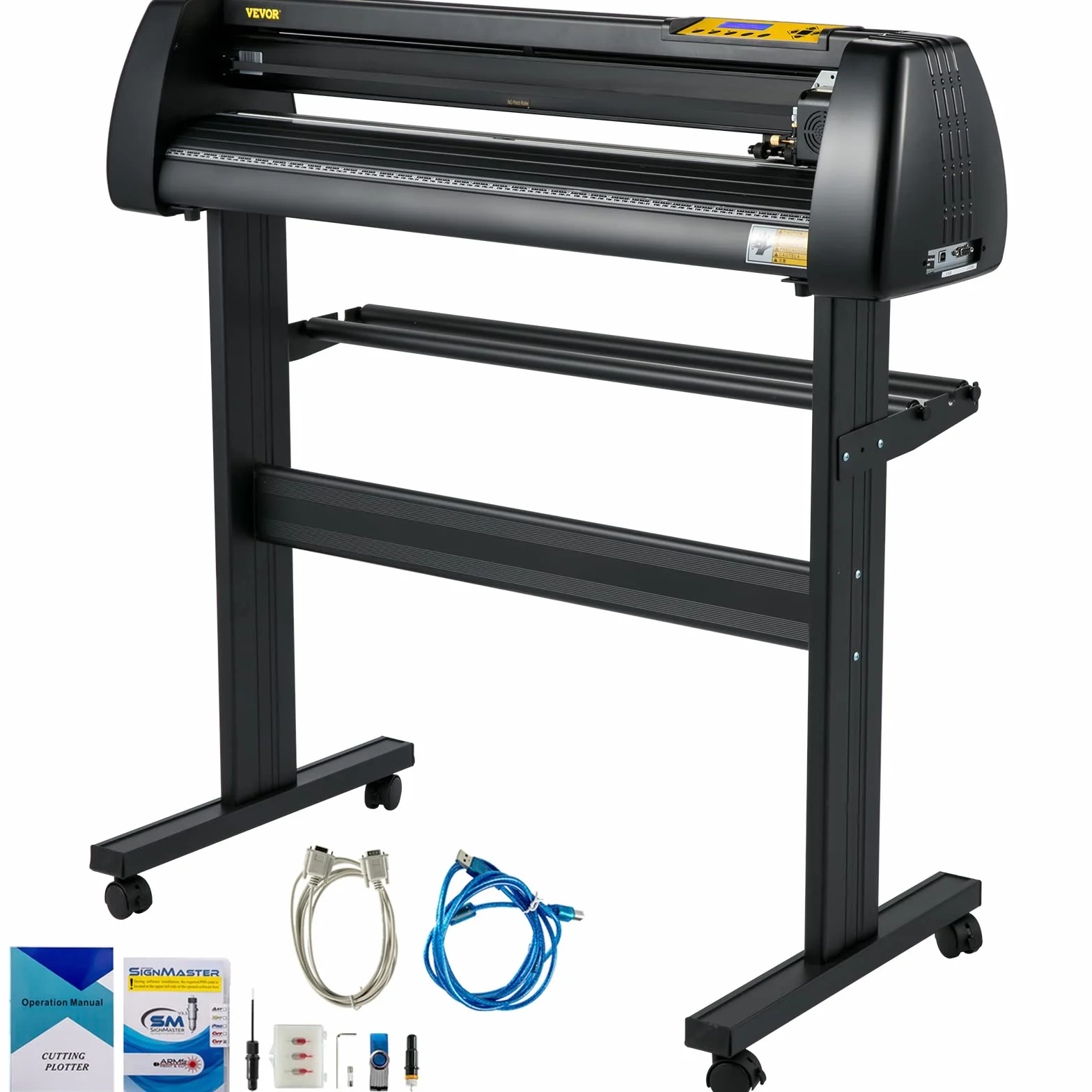 VEVOR Máquina Cortadora de Vinilo Alimentación de Papel 870 mm Impresora de Vinilo de Fuerza Velocidad Ajustable Pantalla LCD Kit de Fabricación de Letreros Compatible con Windows Software Signmaster