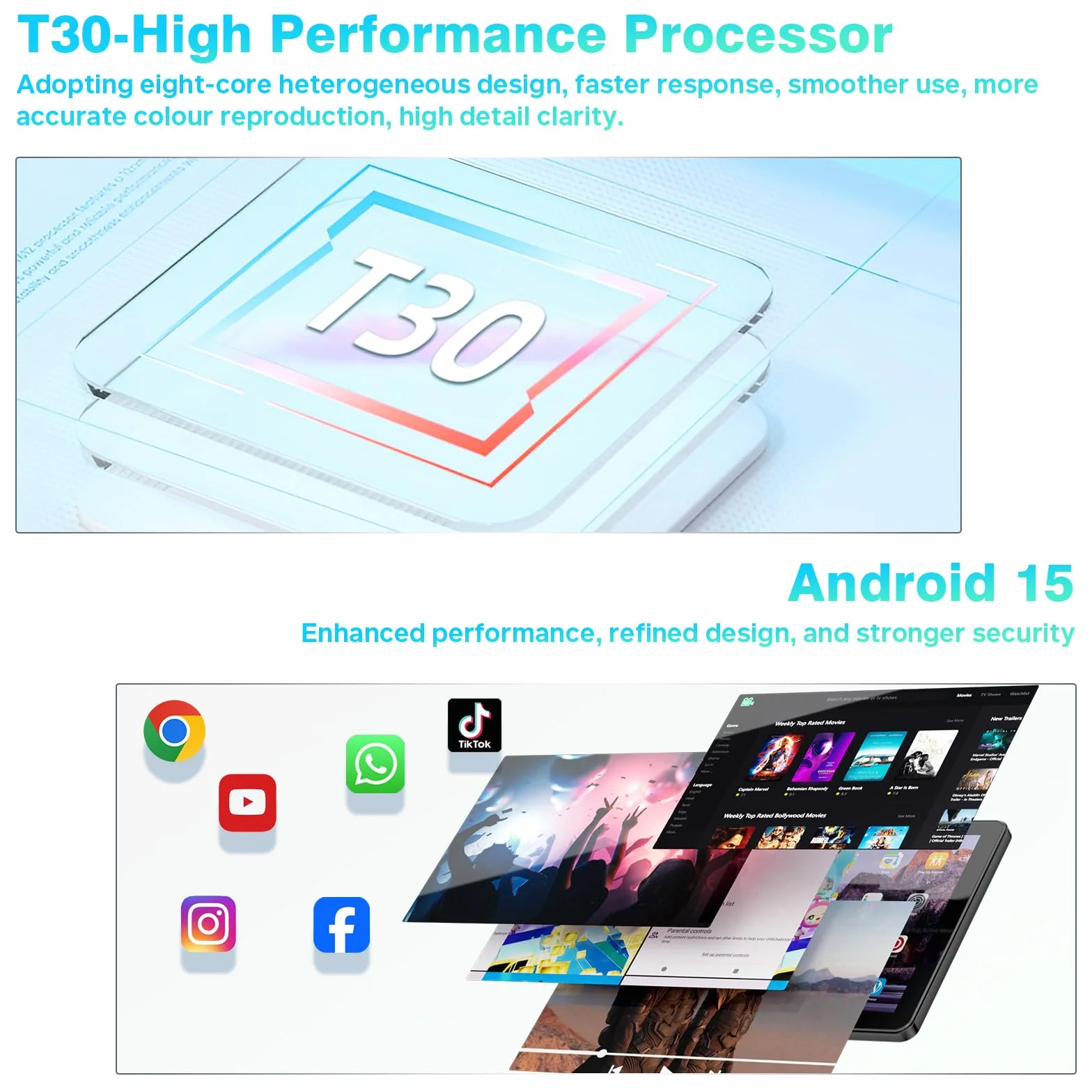 Tablet 10 Pulgadas Android 15, 18 GB RAM + 128 GB ROM, Google GMS, Expandible a 1 TB, Compatible con Widevine L1, Procesador Octa-Core con 2.4G+5G WiFi 5, BT 5.2, Batería de 6000 mAh, GPS, Cámara Dual