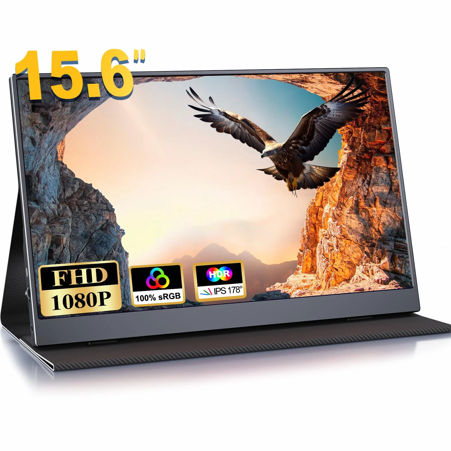 COOLHOOD Monitor Portatil 15.6 Pulgadas 1080P FHD IPS 100% SRGB USB C Mini HDMI para Móvil Laptop PC PS5