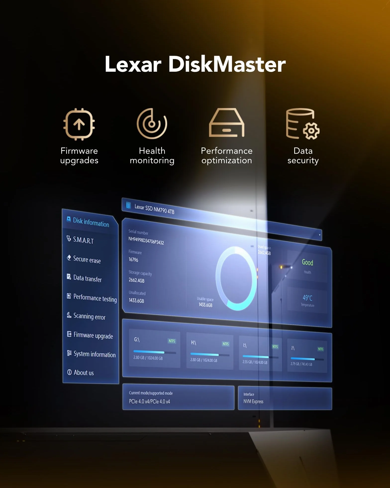 Lexar Thor Pro 1 TB SSD, M.2 2280 PCIe Gen4 NVMe, hasta 6000 MB/s, Unidad de Estado Sólido Interna de Alto Rendimiento, Compatible con PS5, Portátiles y PC, para Jugadores y Creadores