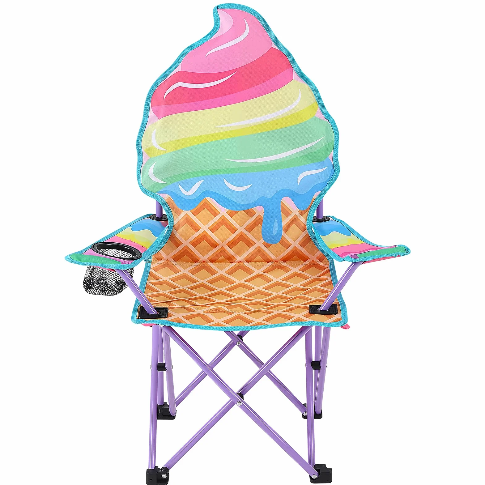 Silla de Camping Infantil Plegable Unicornio Mariposa con Soporte para Bebidas
