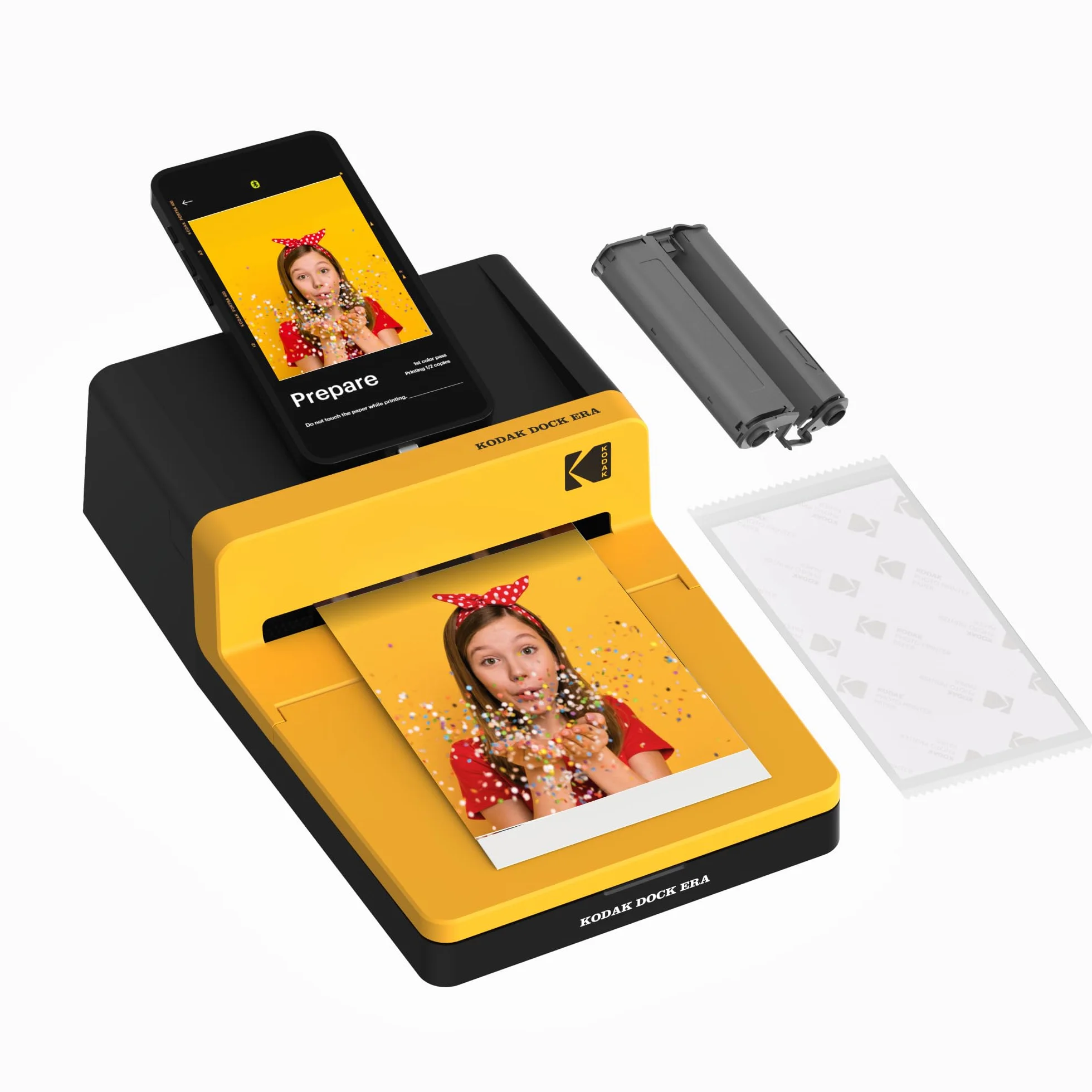KODAK Dock Era Impresora Fotográfica de Escritorio 10 x 15 cm, 10 Hojas, Impresora para Smartphone con Base Dock & Bluetooth para iPhone & Android, Impresión Instantánea en Color, Sublimación 4PASS