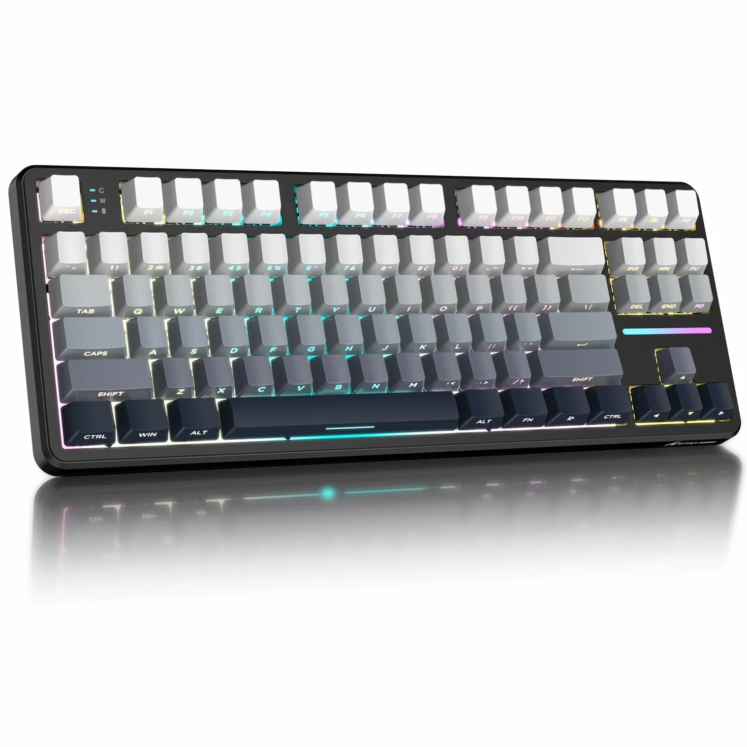ATTACK SHARK X87 Lateral Grabado RGB Inalámbrico Teclado Mecánico Gaming | BT5.0/2.4G/USB-C,Hot-Swap, Gasket Diseño 80% y Teclas PBT,4000mAh, Interruptor Lineal Pre-lubricado, para PC/MAC-Negro Blanco