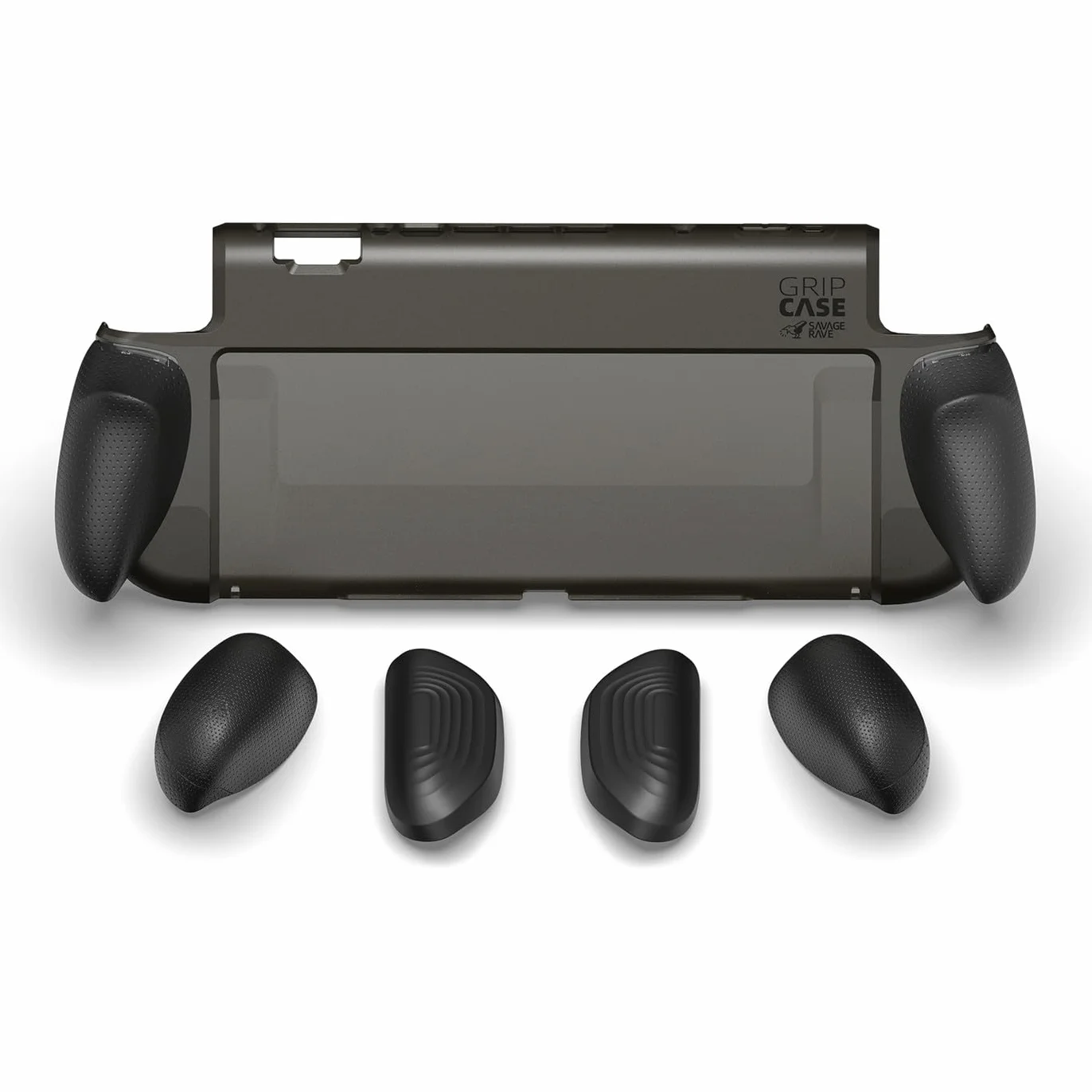 Savage Raven by Skull & Co. GripCase for Nintendo Switch 2: Dockable Soft Protective Case Cover with Replaceable Grips [to fit All Hands Sizes], Black