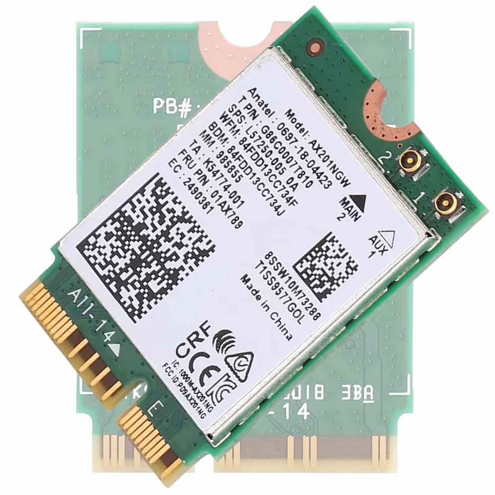 Annadue Tarjeta WiFi AX201NGW, Tarjeta Inalámbrica WiFi 6 para 10 X 64 bits, Tarjeta de Red Inalámbrica Bluetooth 5.2 con Interfaz 6 Gigabit 2400M M.2.CNVio2