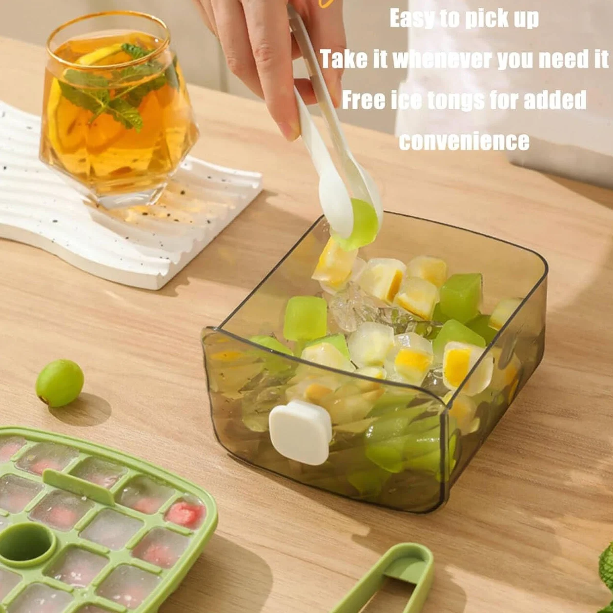 Máquina para Hacer Cubitos de Hielo Tipo Prensa, 48 Rejillas Reutilizables para Café, Cócteles y Jugos